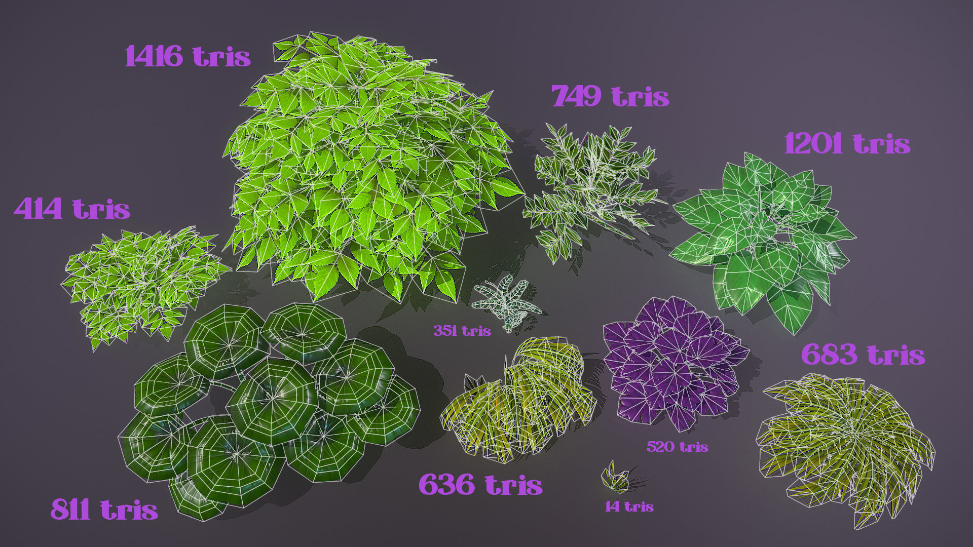 Garden Foliage Pack Low-poly 3D model_14