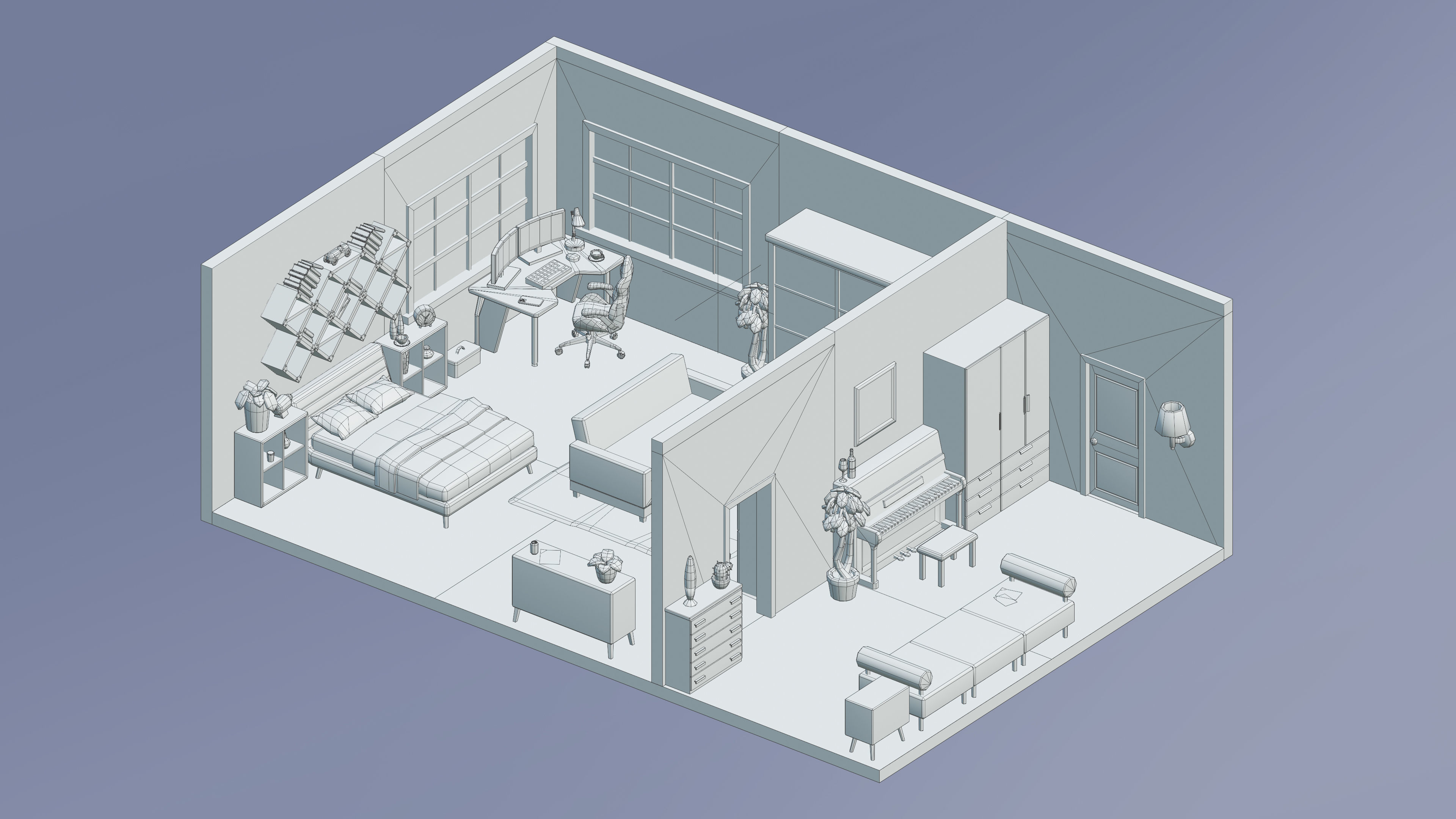 Room 27 Low-poly 3D model_5