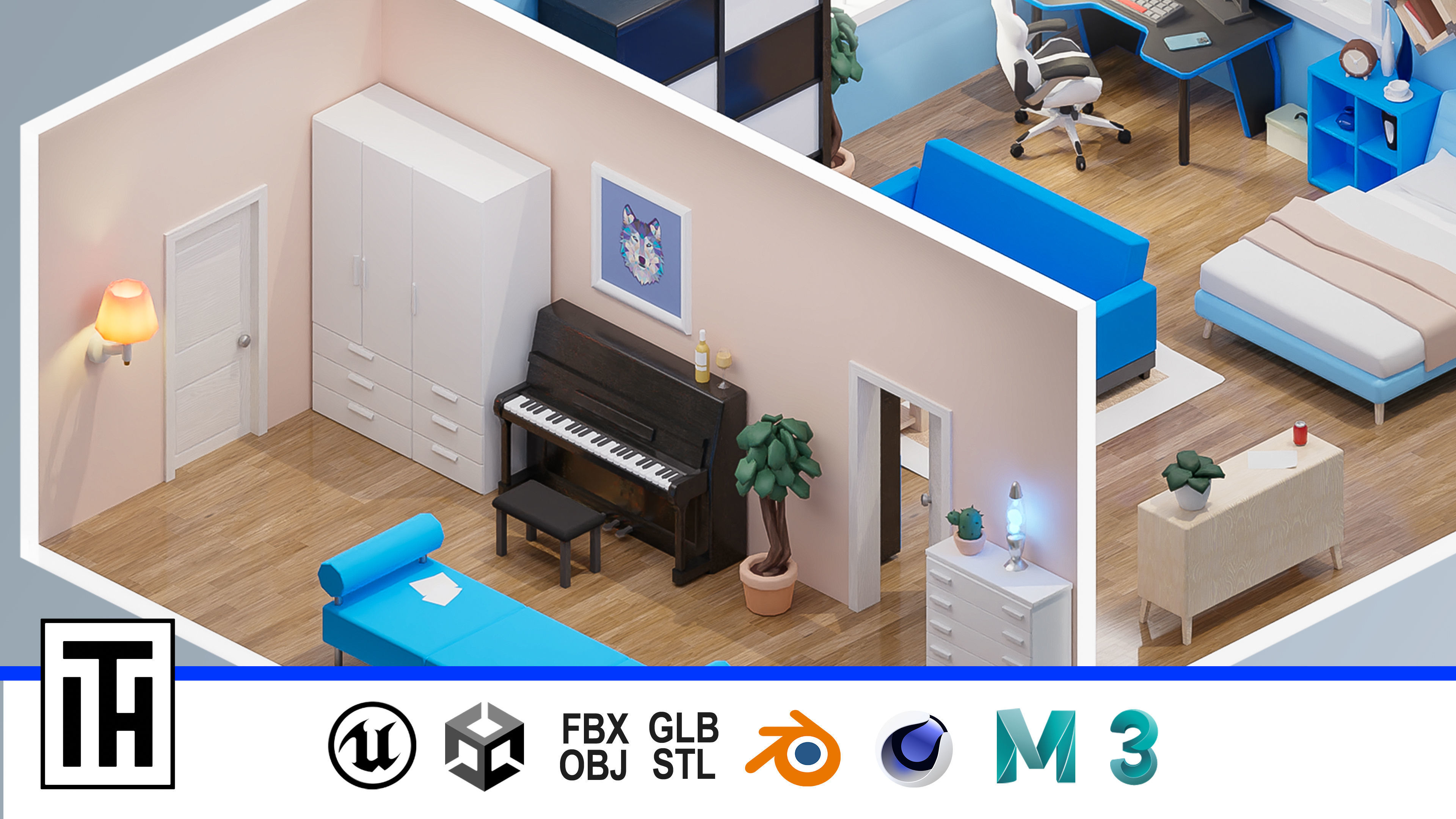 Room 27 Low-poly 3D model_1