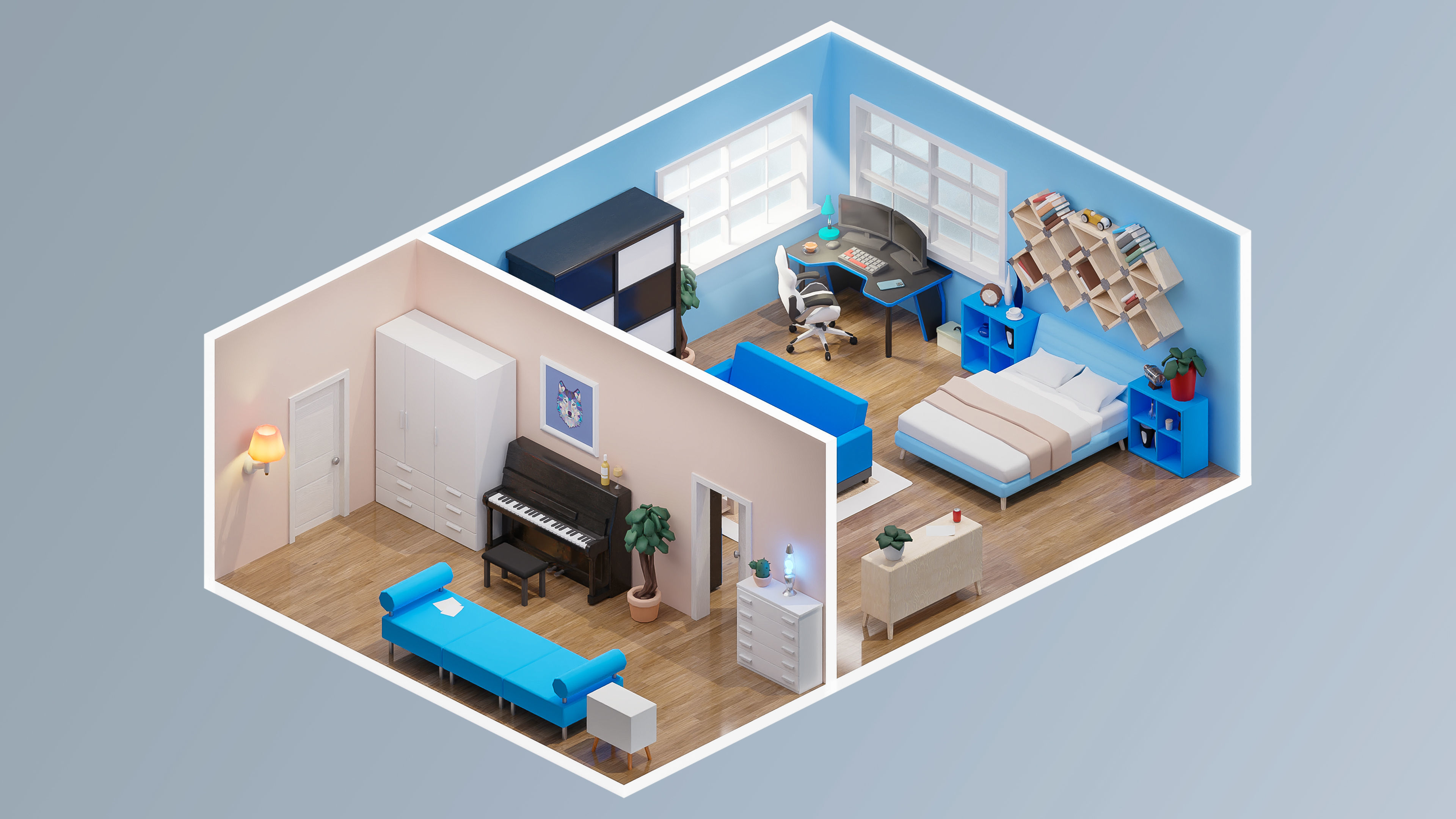 Room 27 Low-poly 3D model_4