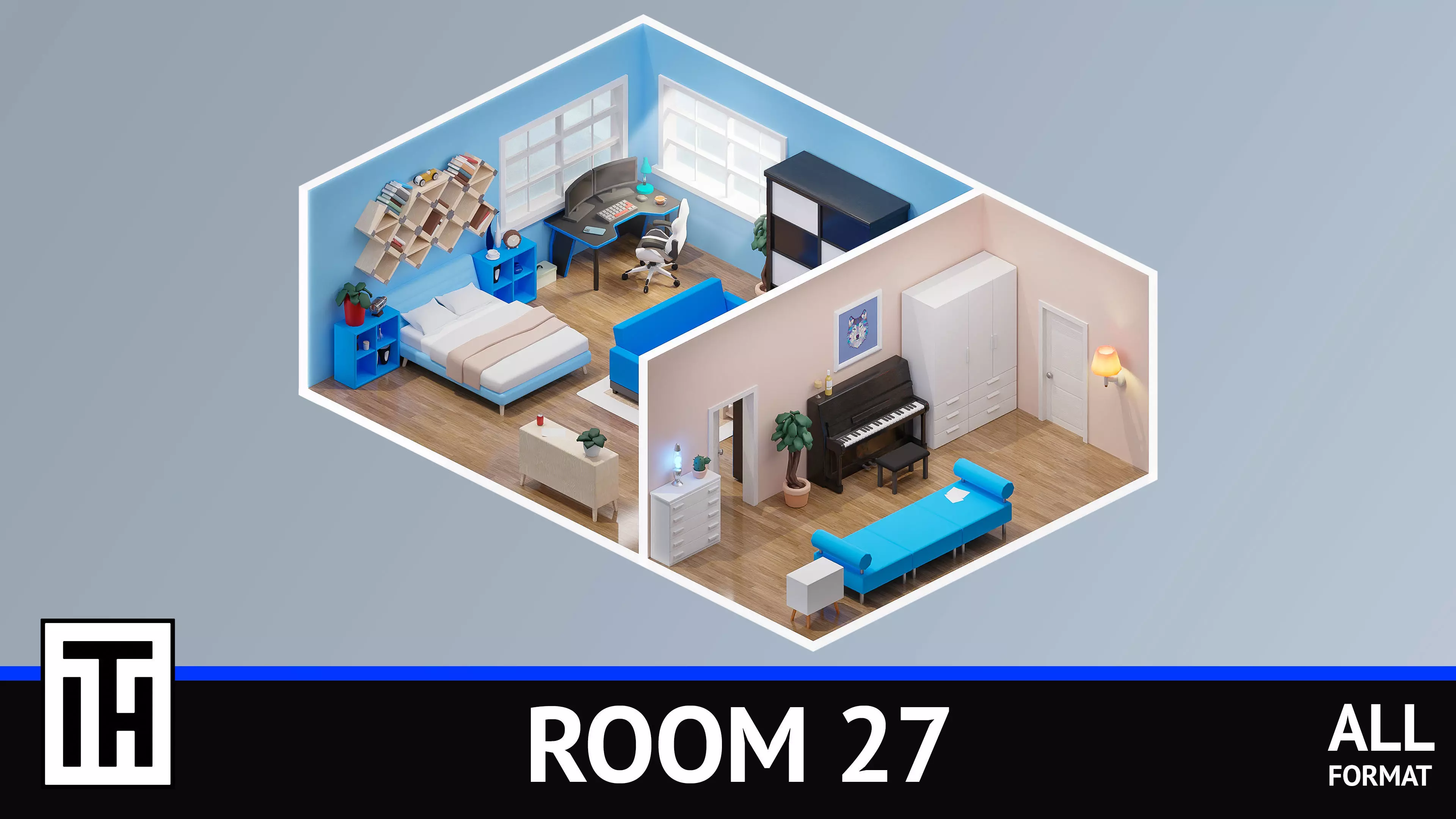 Room 27 Low-poly 3D model_0