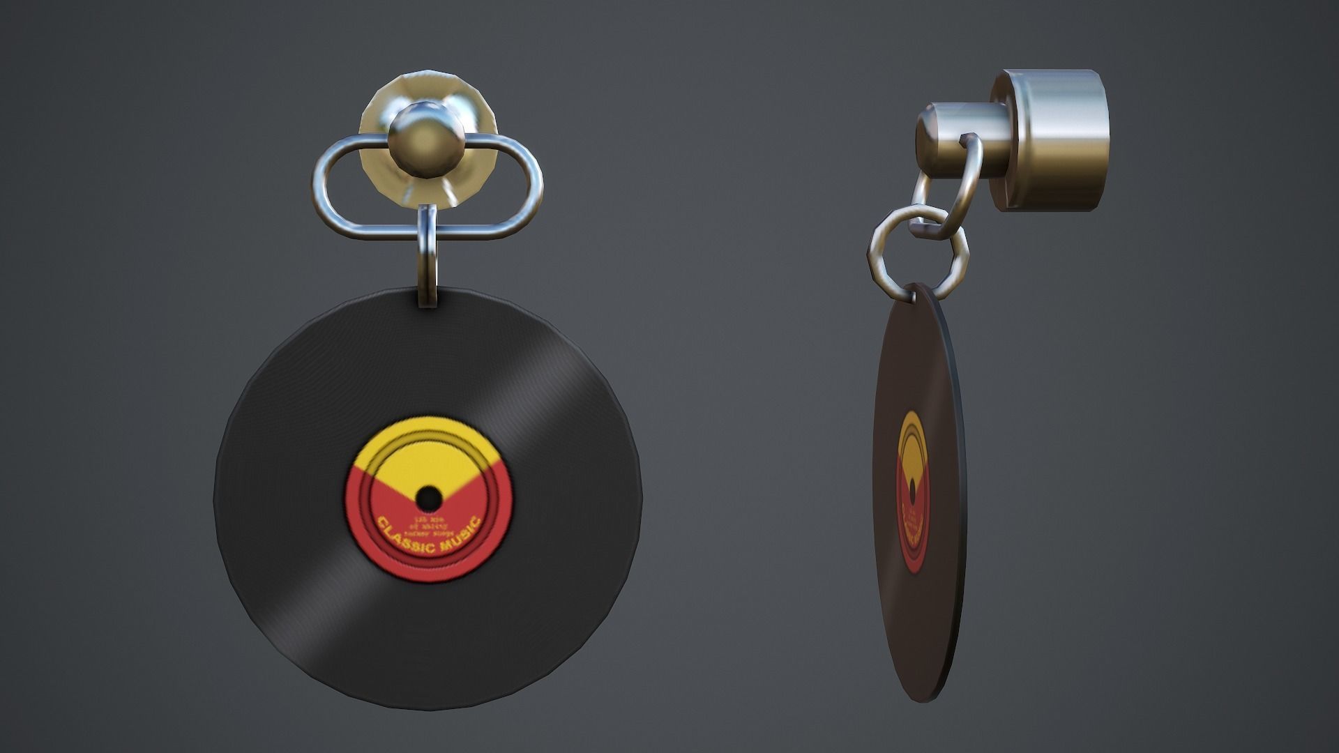 Vynil Record Weapon Charm - Low Poly Game Ready Low-poly 3D model_3
