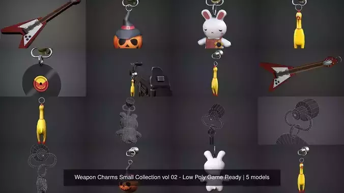 Weapon Charms Small Collection vol 02 - Low Poly Game Ready 