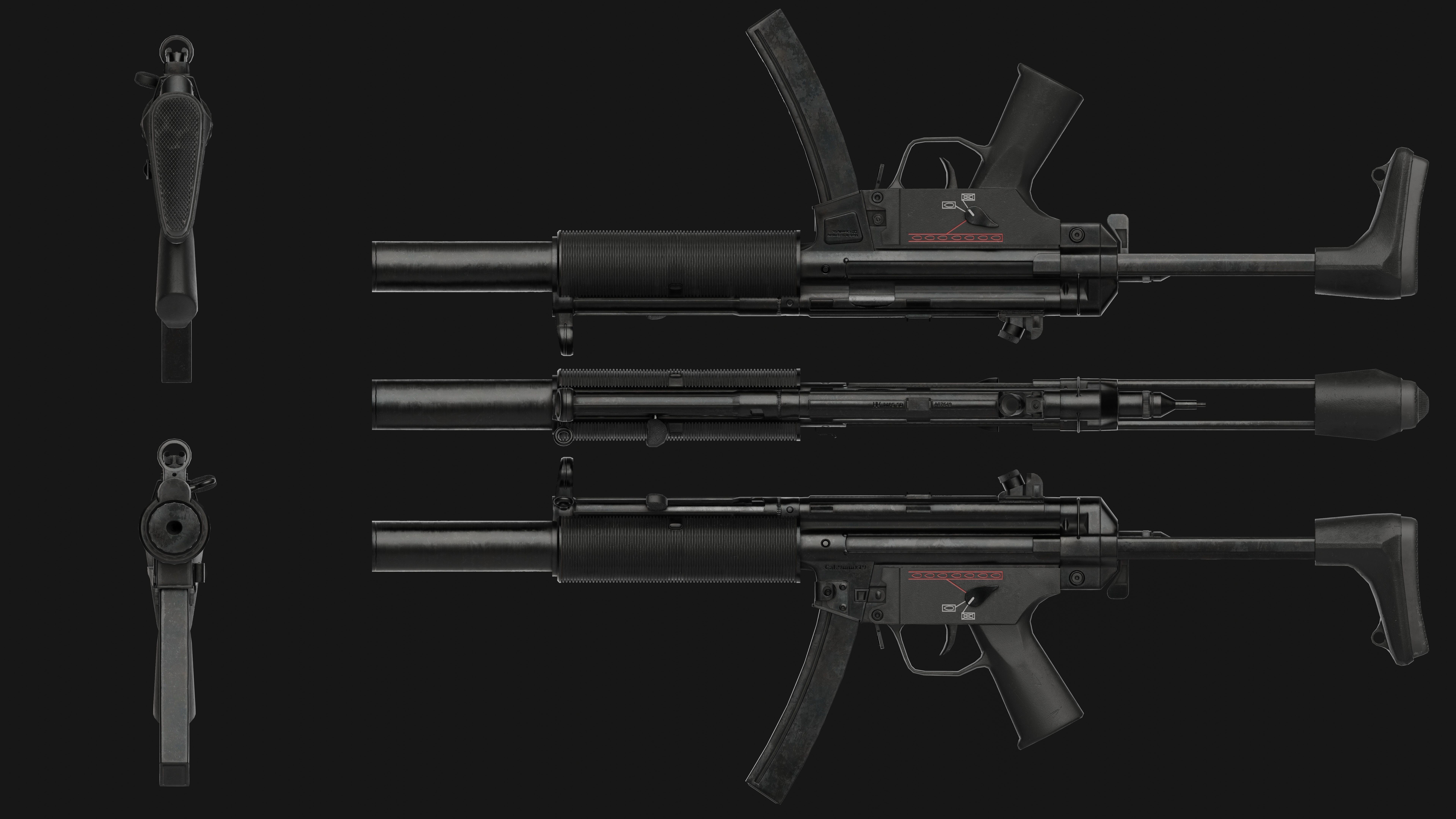 MP5sd6 SMG Low-poly 3D model_2