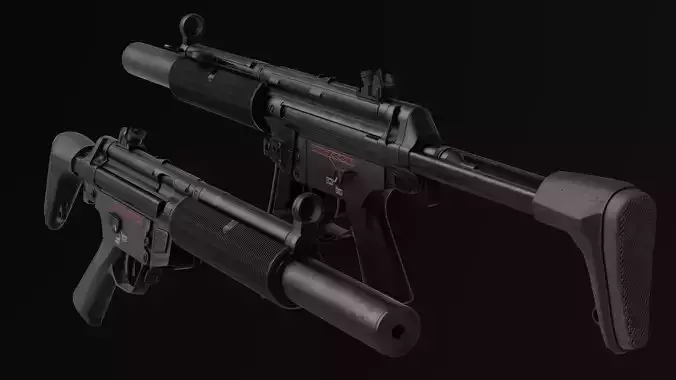 MP5sd6 SMG Low-poly 3D model