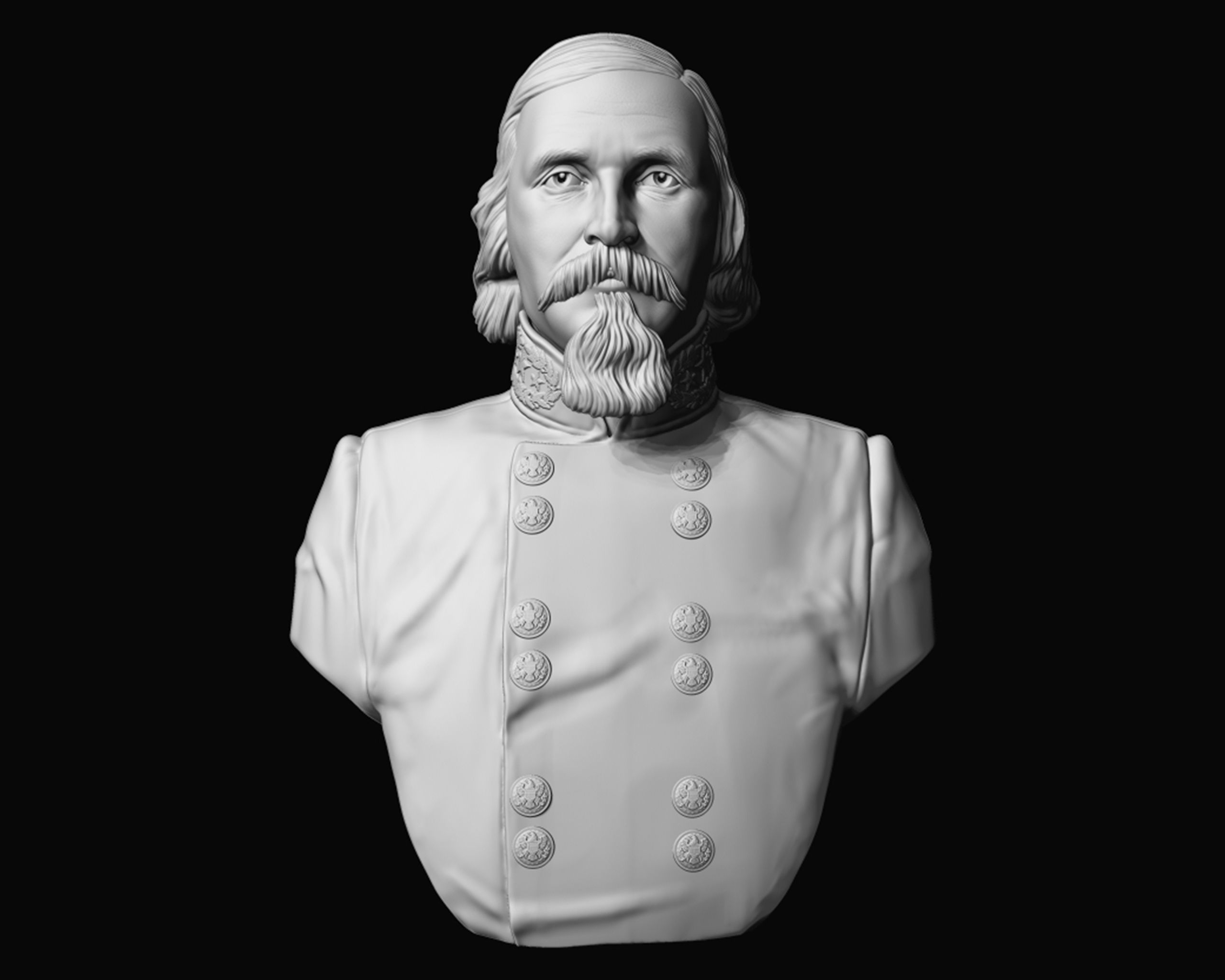 General George Pickett bust sculpture 3D print model_9