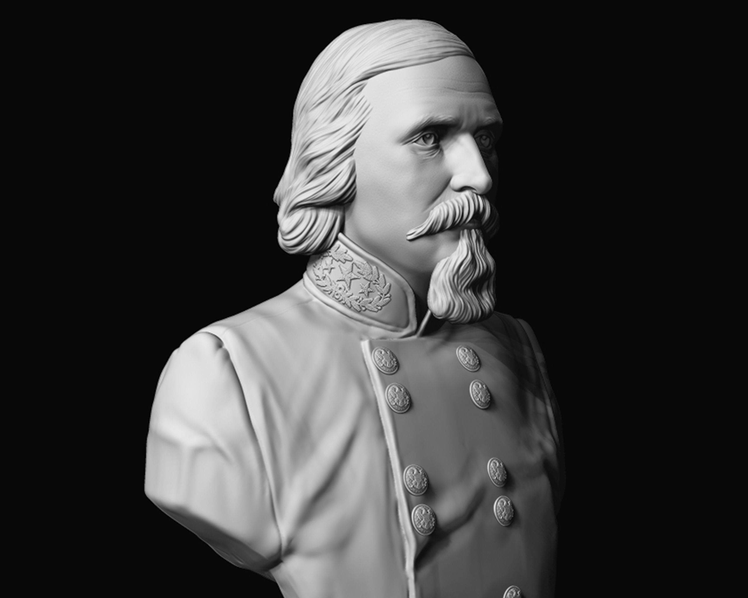 General George Pickett bust sculpture 3D print model_11