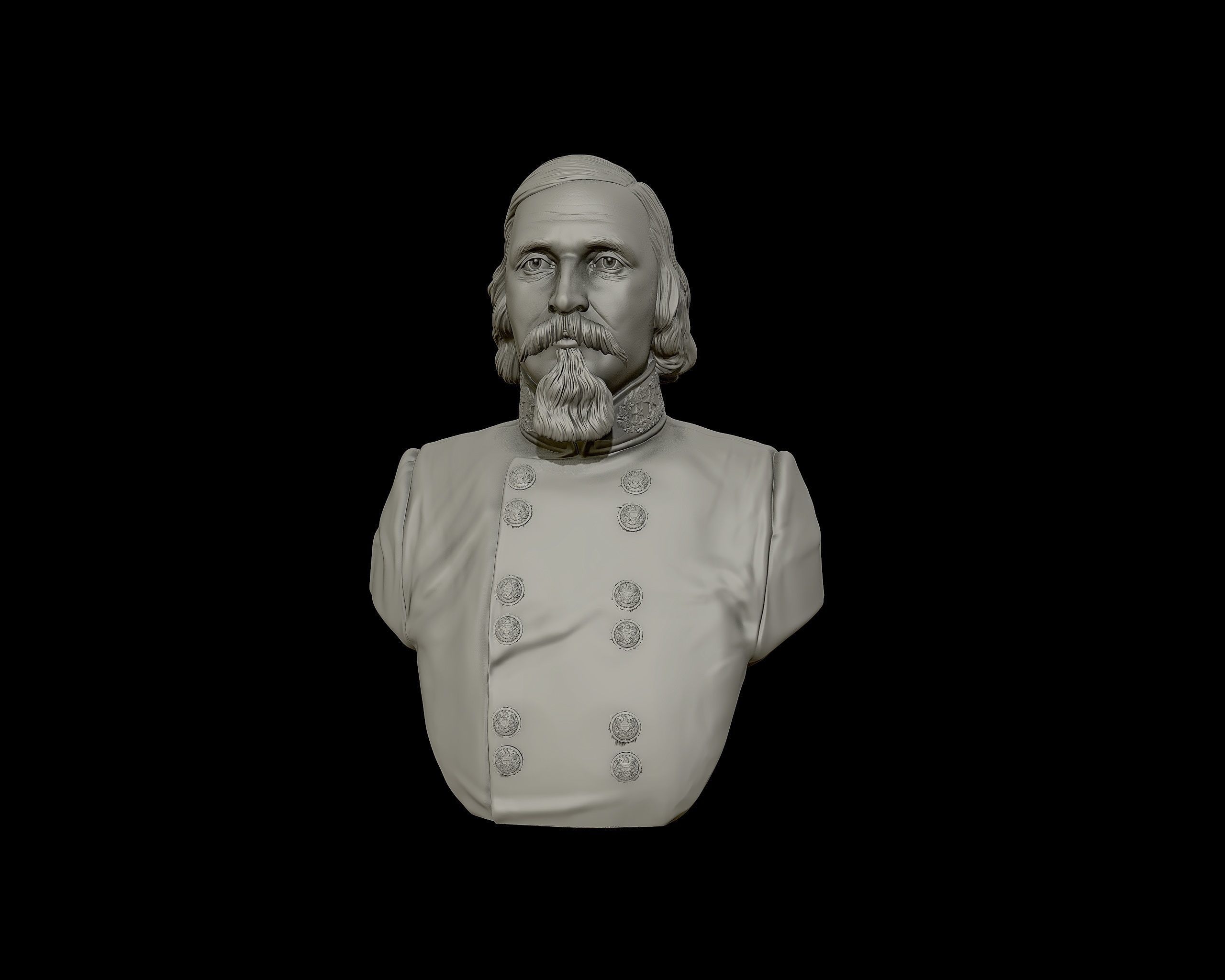 General George Pickett bust sculpture 3D print model_21