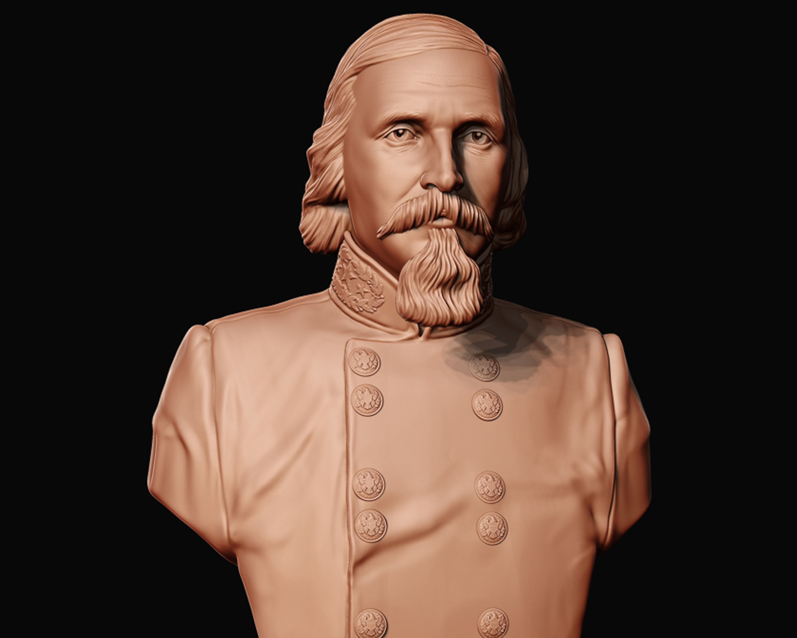General George Pickett bust sculpture 3D print model_3