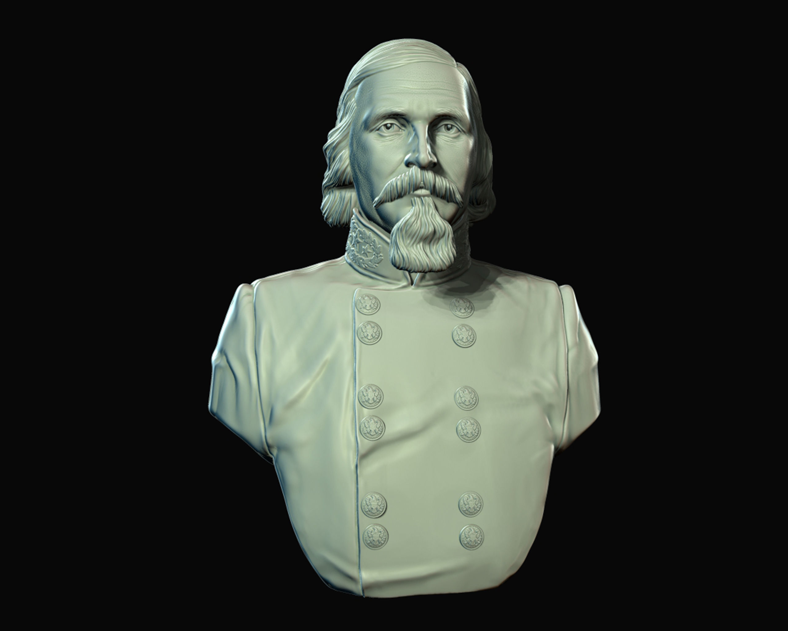 General George Pickett bust sculpture 3D print model_17