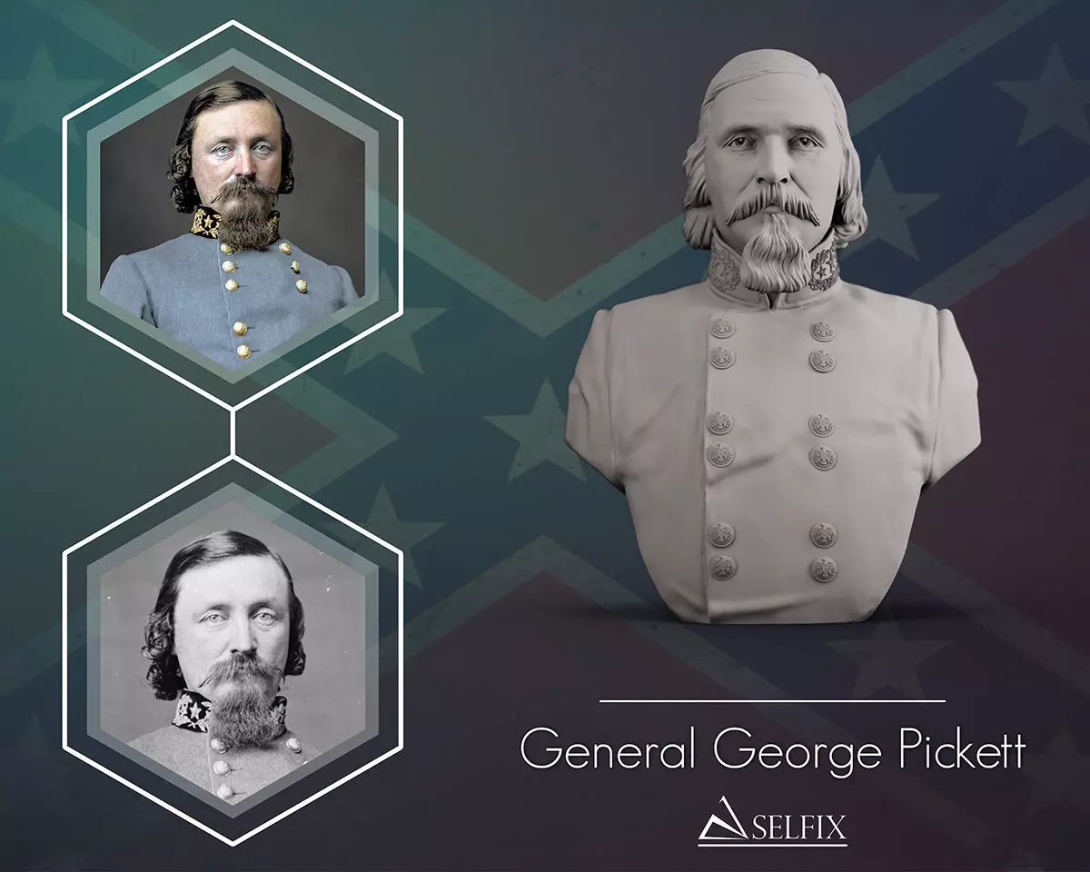General George Pickett bust sculpture 3D print model_0