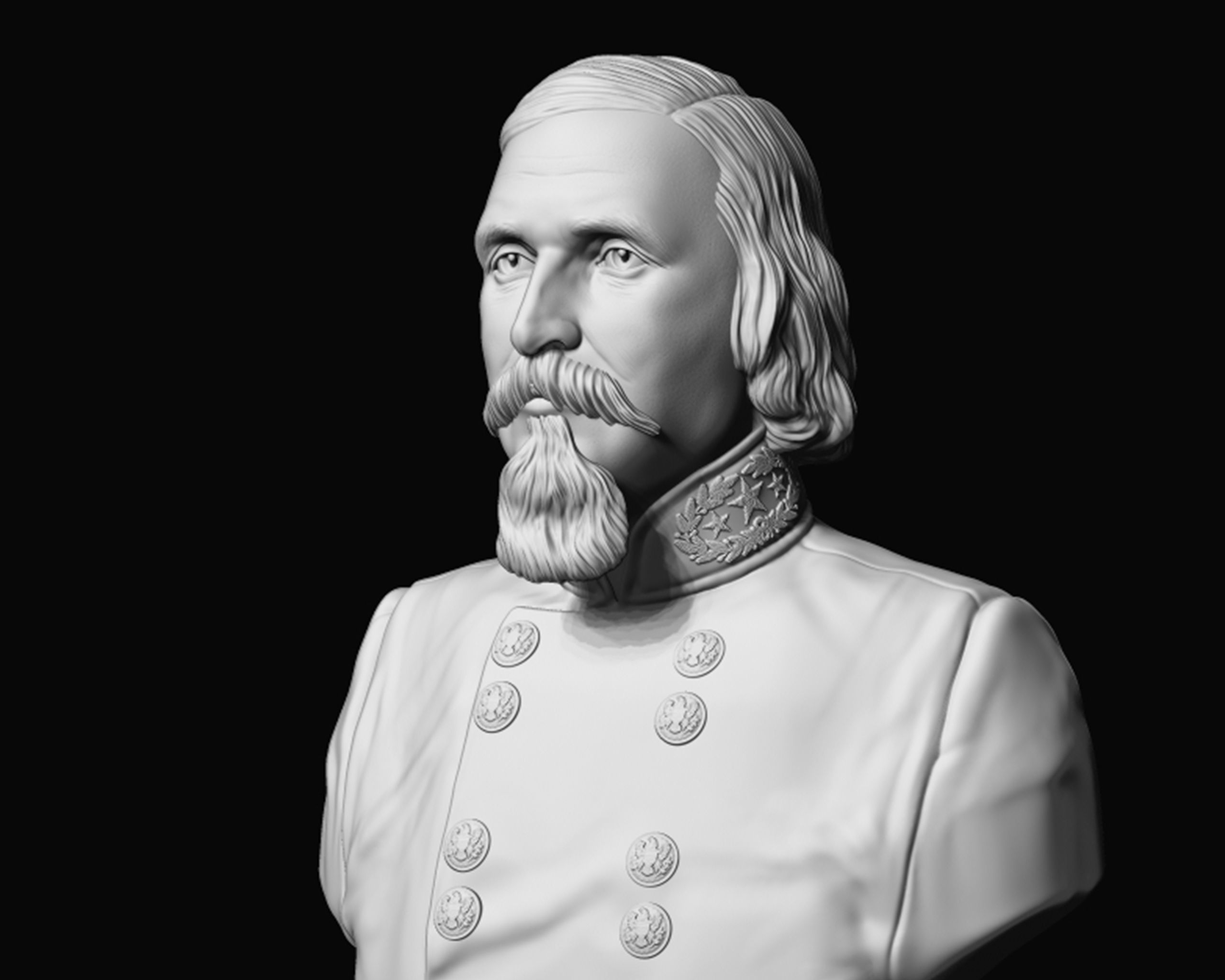 General George Pickett bust sculpture 3D print model_10
