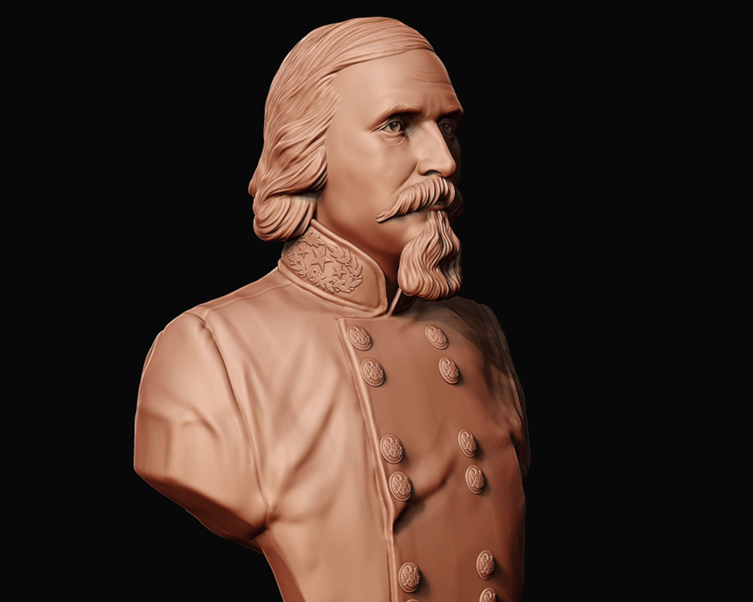 General George Pickett bust sculpture 3D print model_5