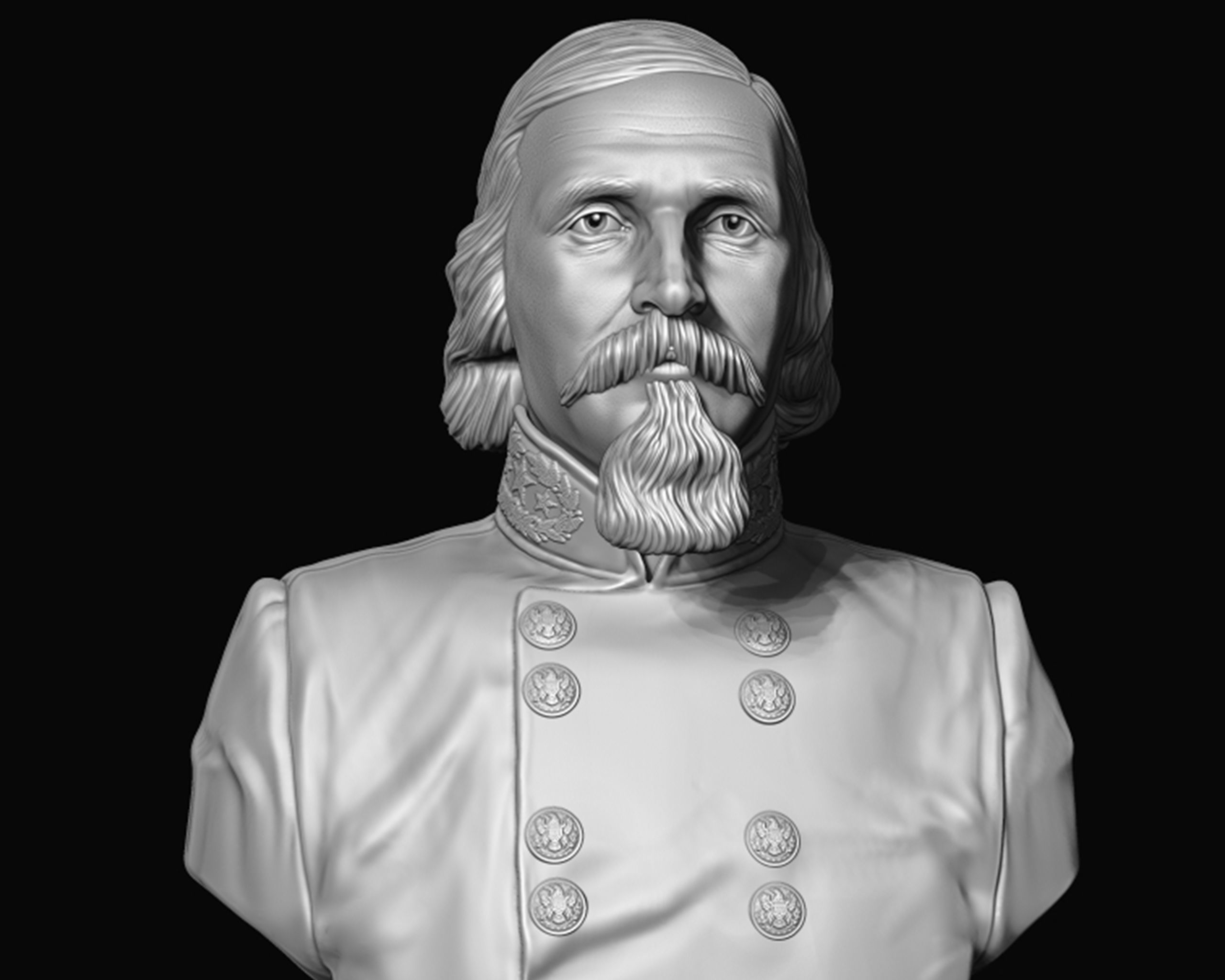 General George Pickett bust sculpture 3D print model_19