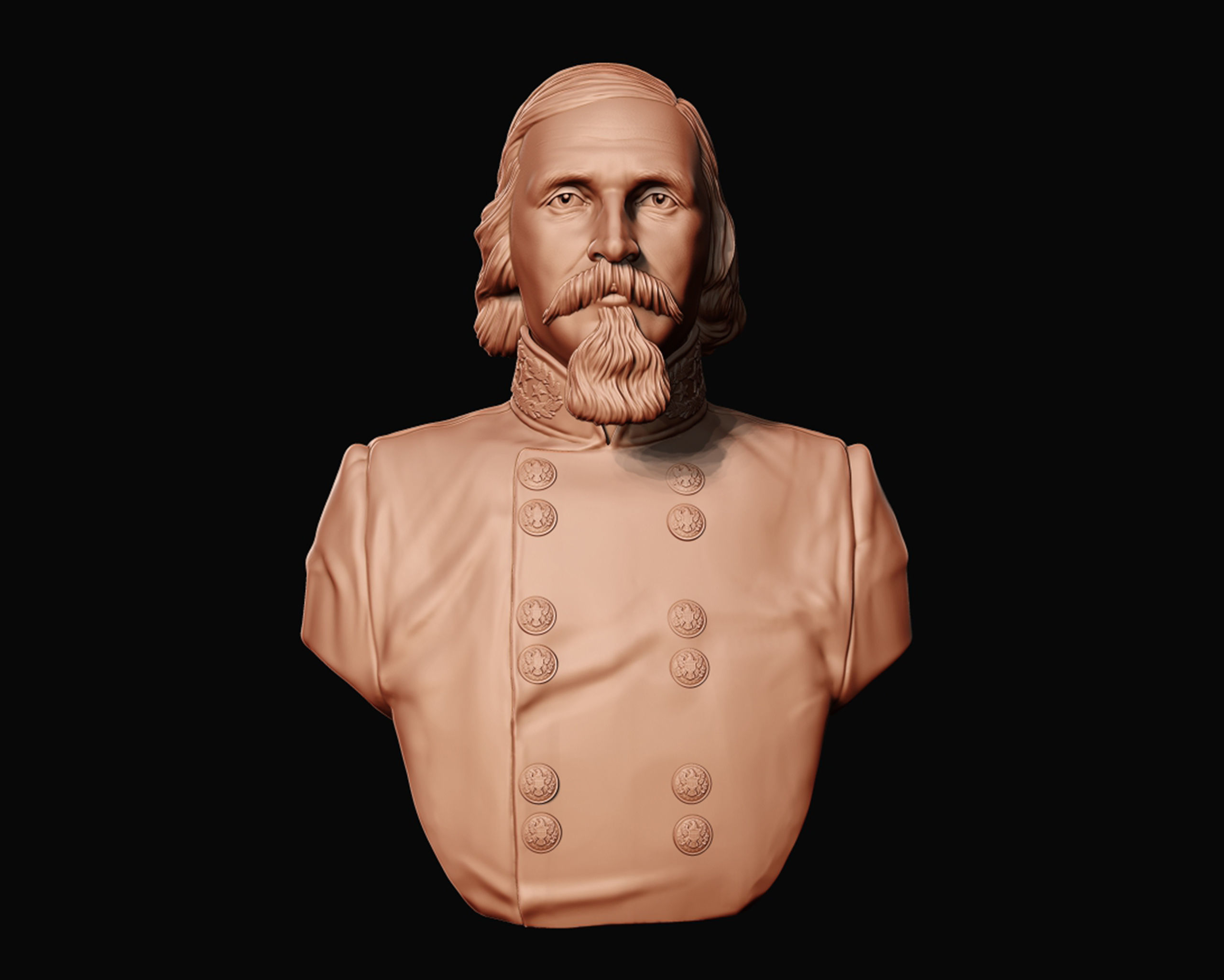 General George Pickett bust sculpture 3D print model_2