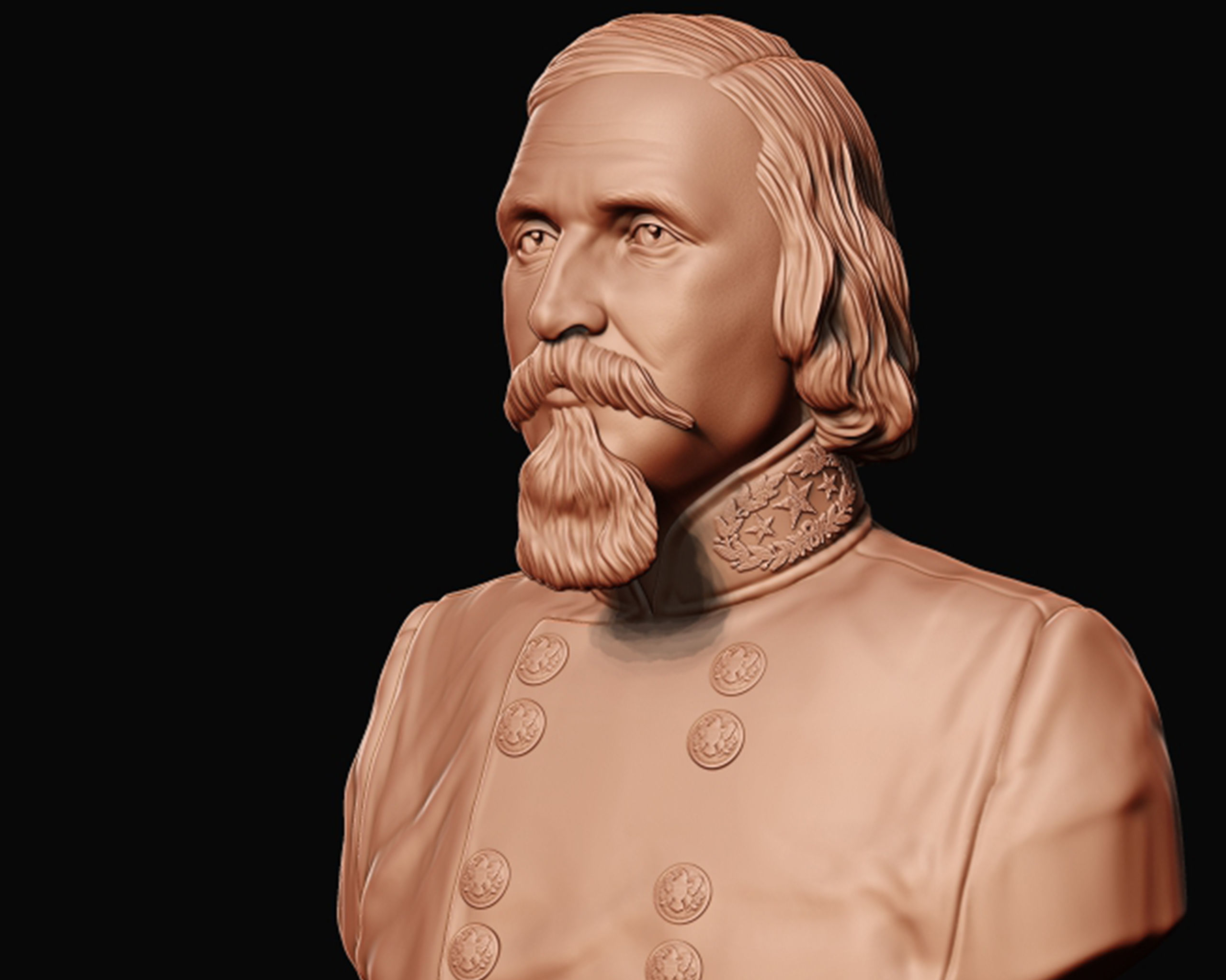 General George Pickett bust sculpture 3D print model_4