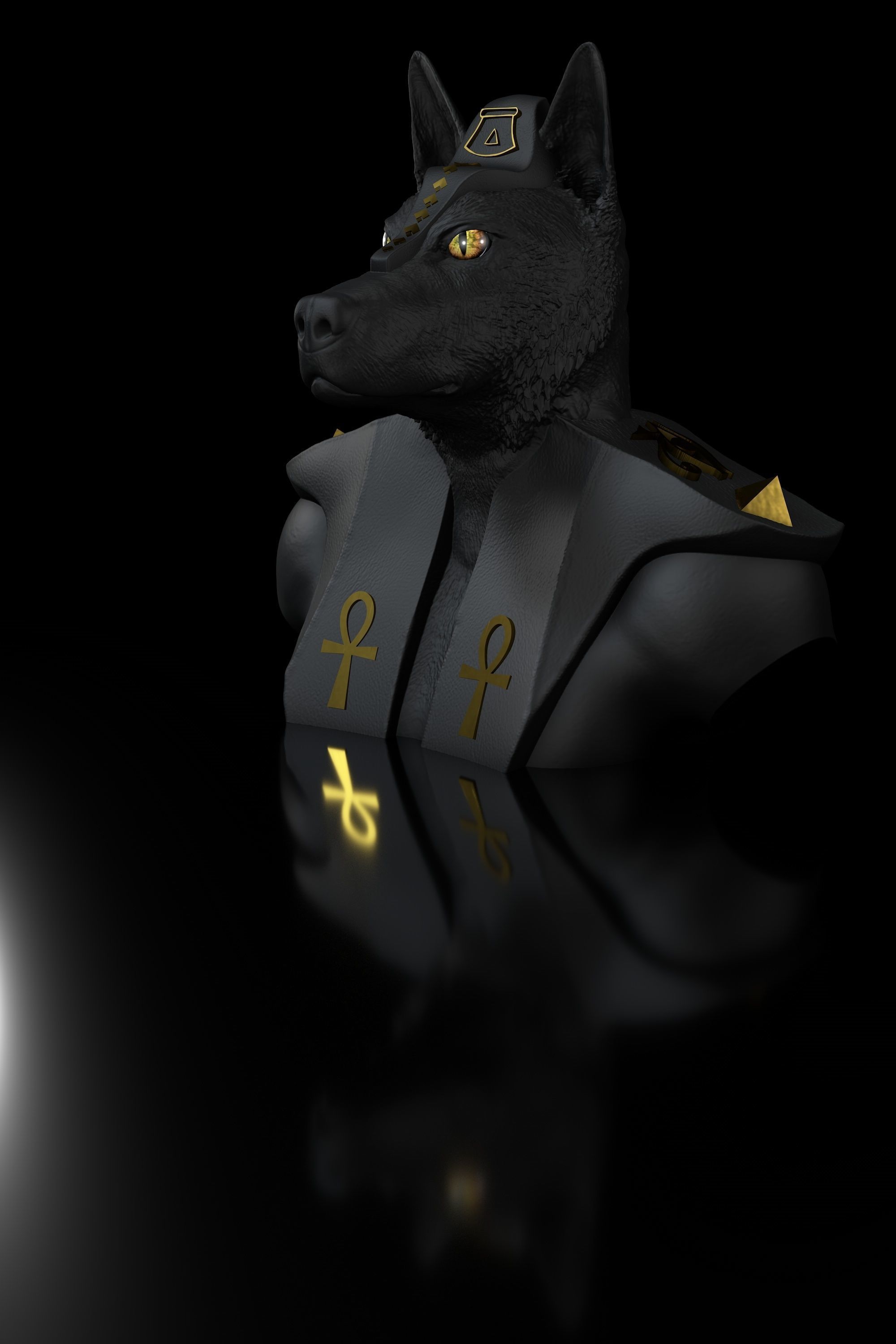 Dog Sheperd Anubis Bust  3D print model_2