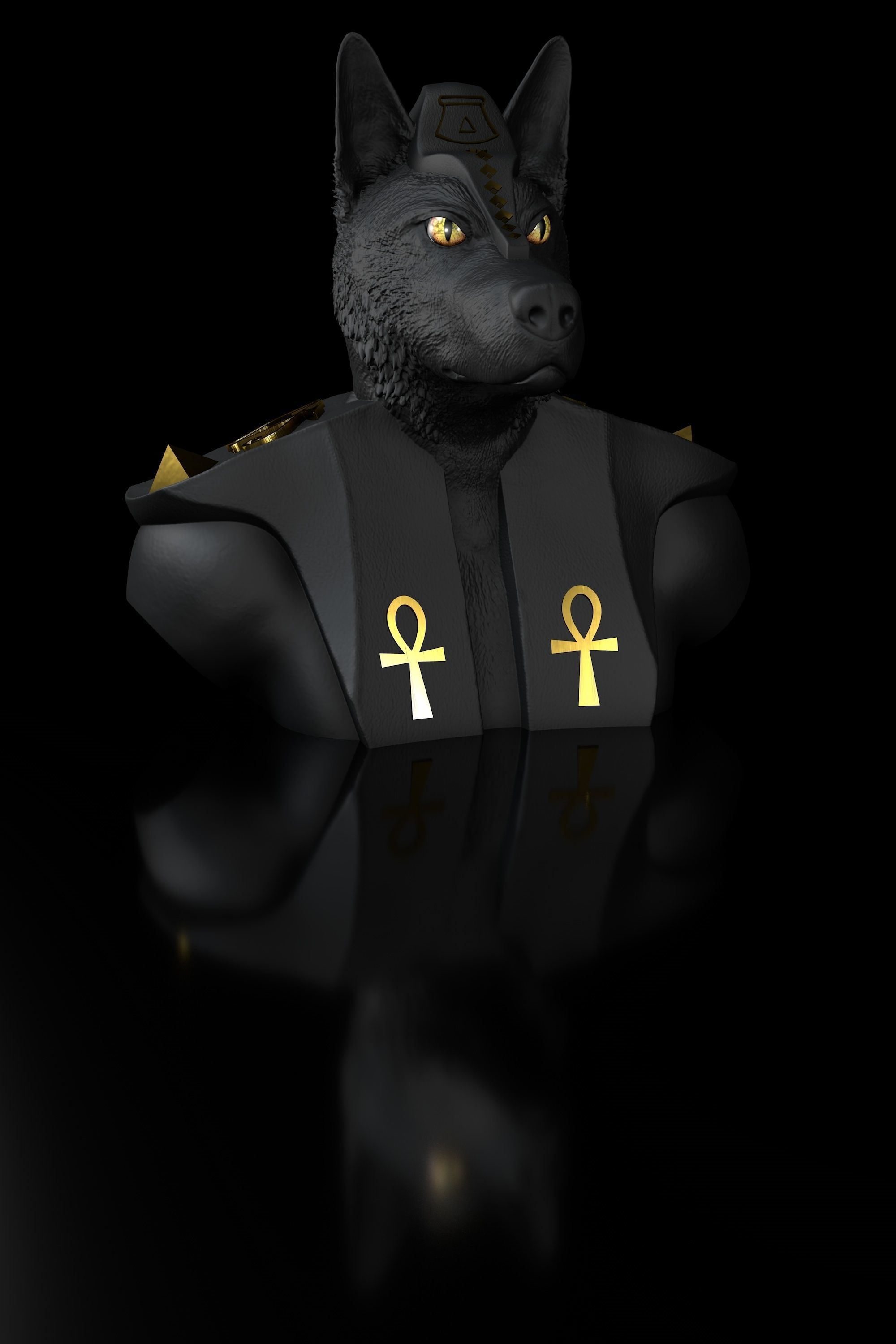 Dog Sheperd Anubis Bust  3D print model_3