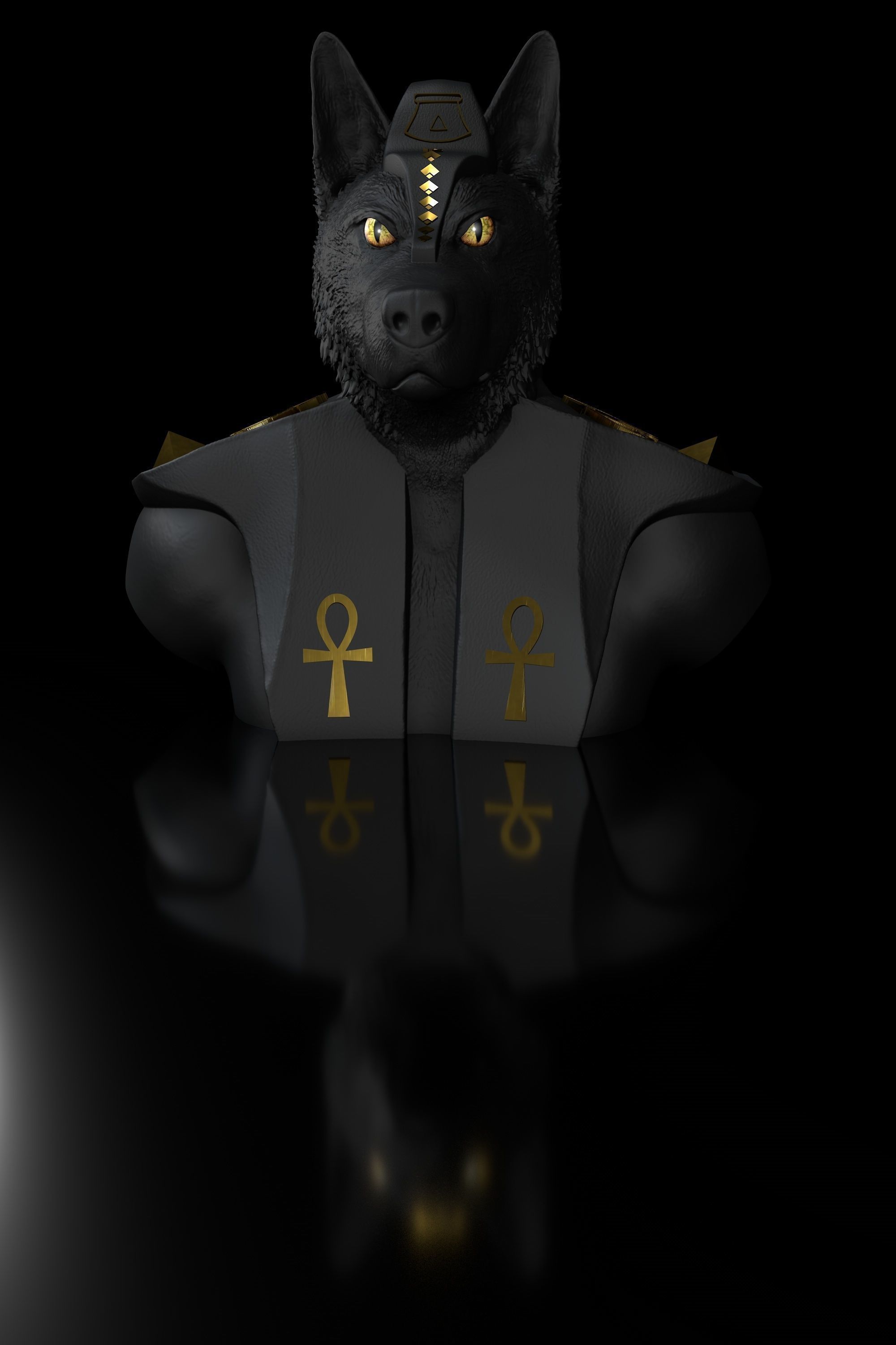 Dog Sheperd Anubis Bust  3D print model_4
