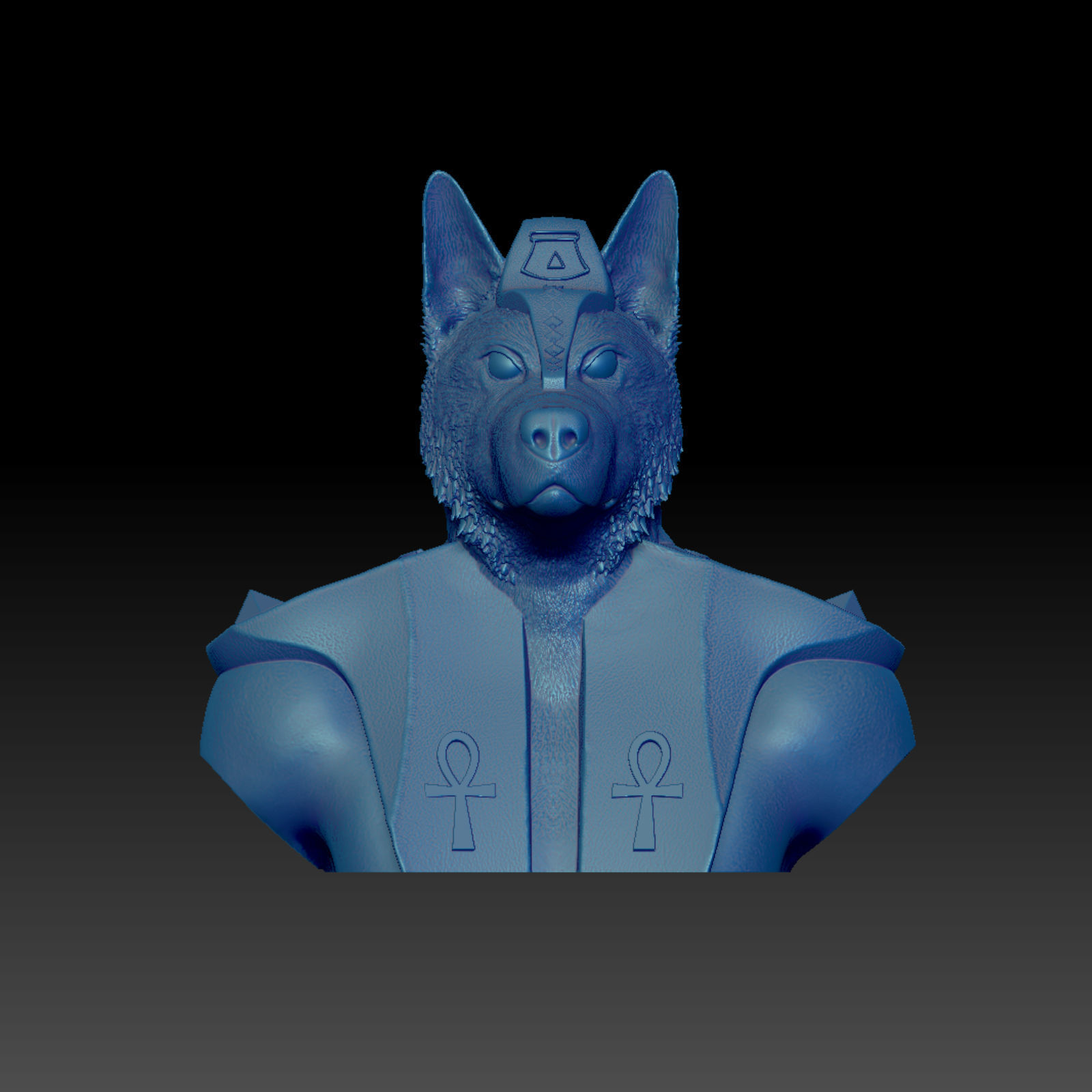 Dog Sheperd Anubis Bust  3D print model_8