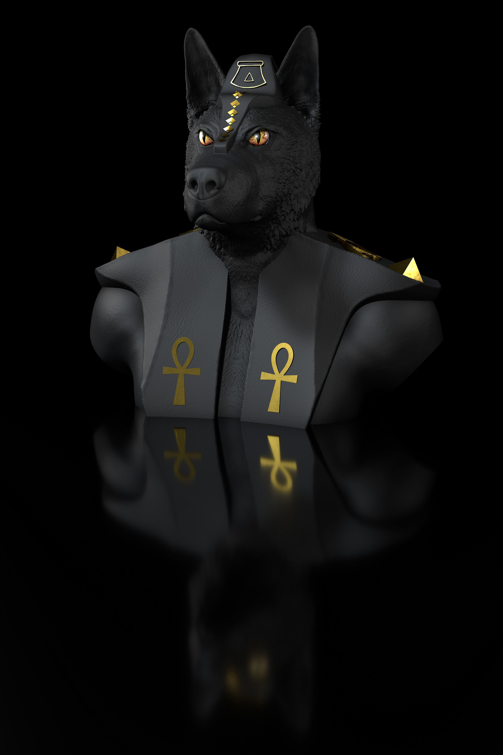 Dog Sheperd Anubis Bust  3D print model_1