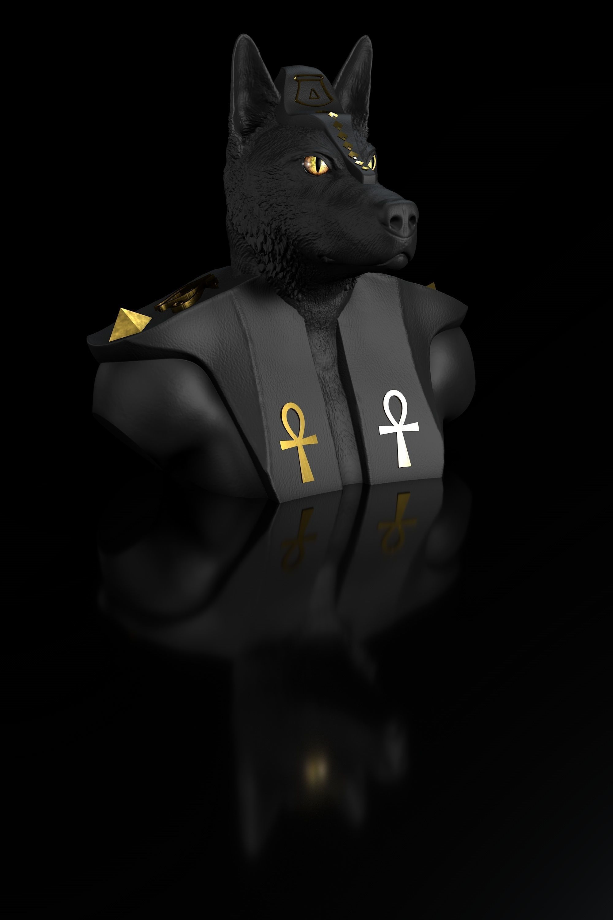 Dog Sheperd Anubis Bust  3D print model_5