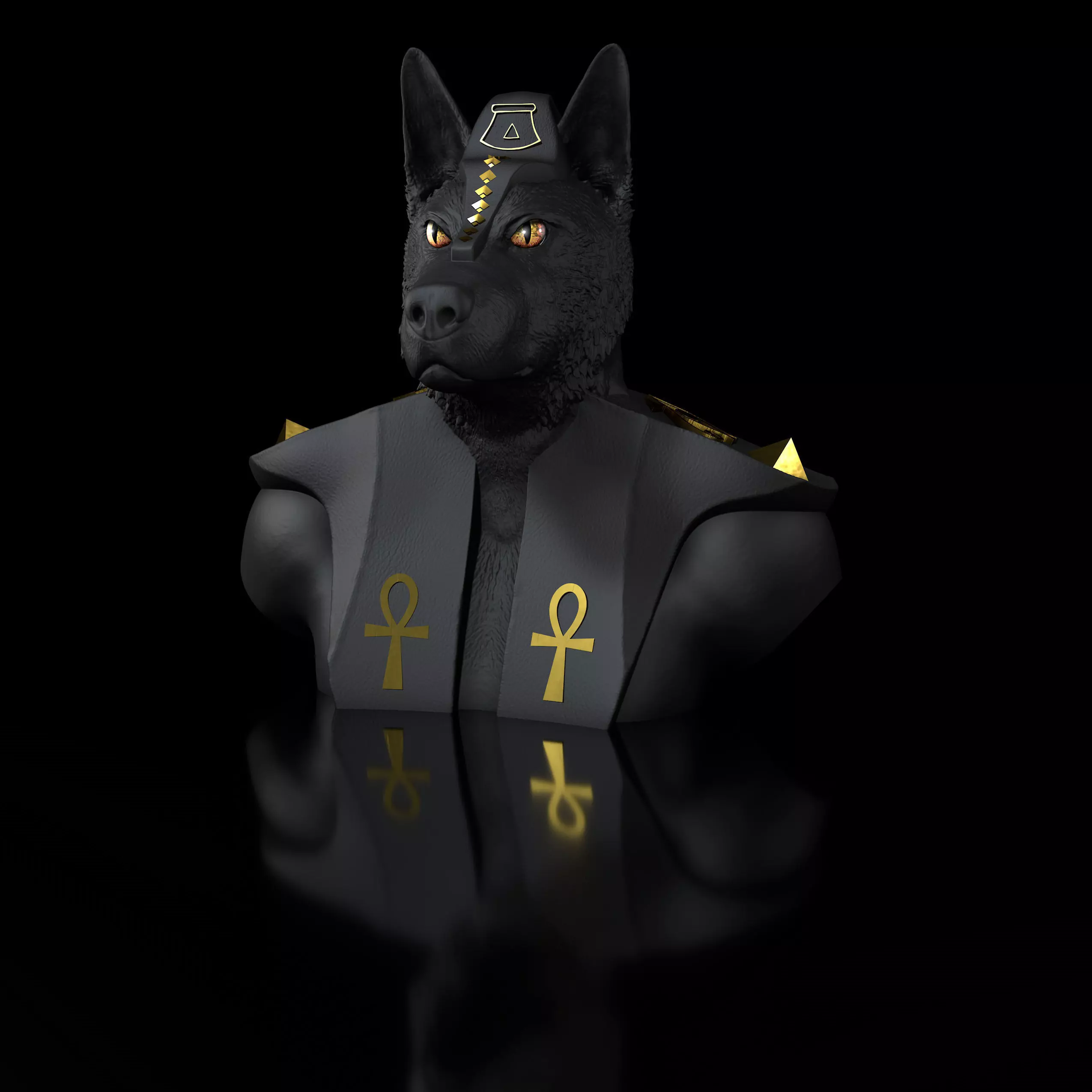 Dog Sheperd Anubis Bust  3D print model_0