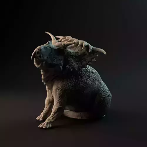 Kosmoceratops sitting 1-35 scale pre-supported dinosaur