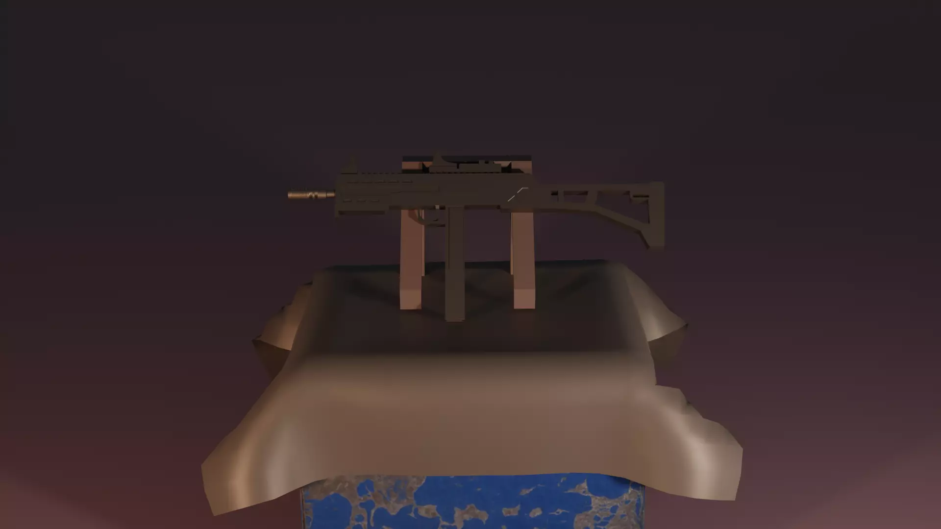 Uzi low poly gun 3D model_0