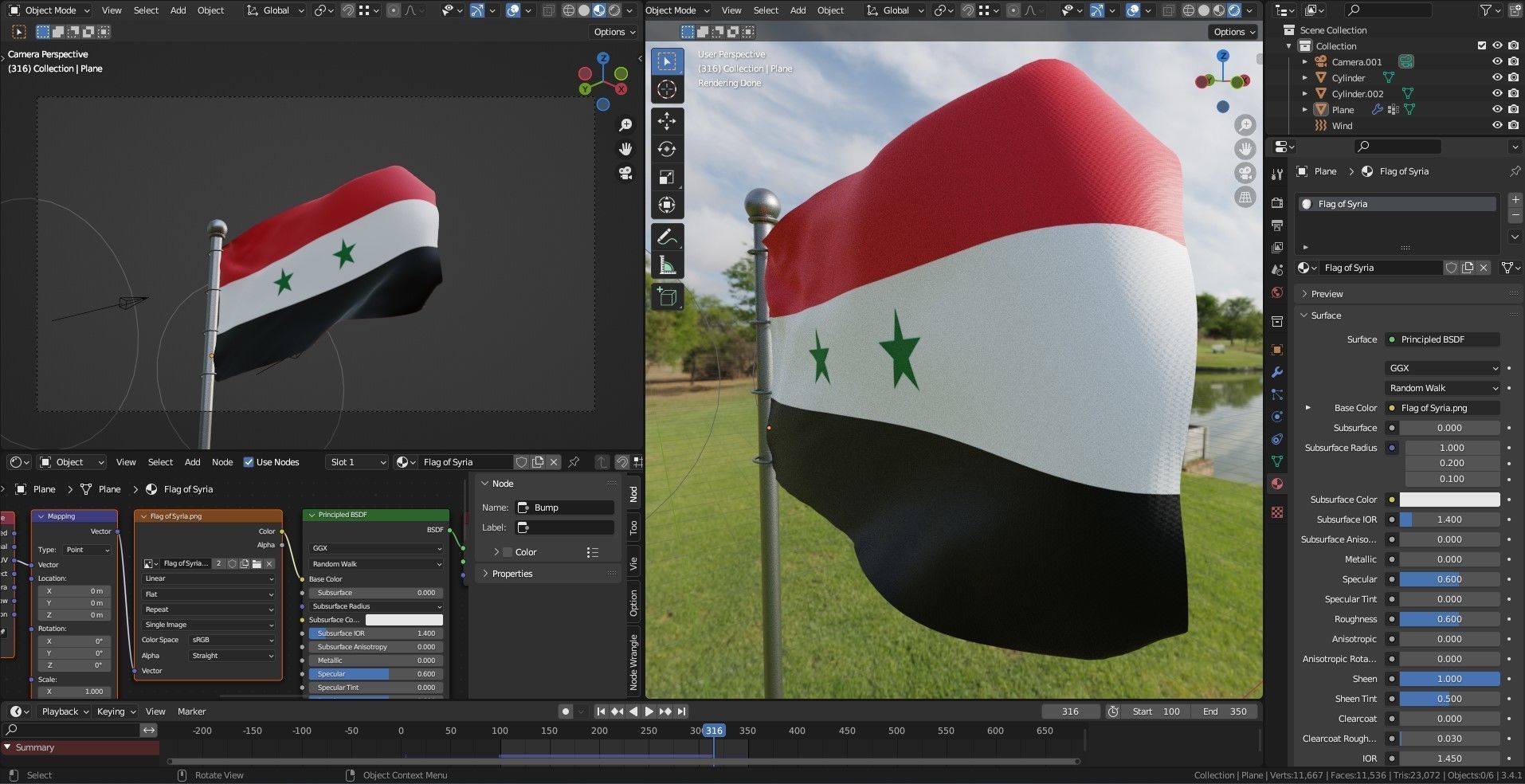 Animated Syria Flags 3D model_3