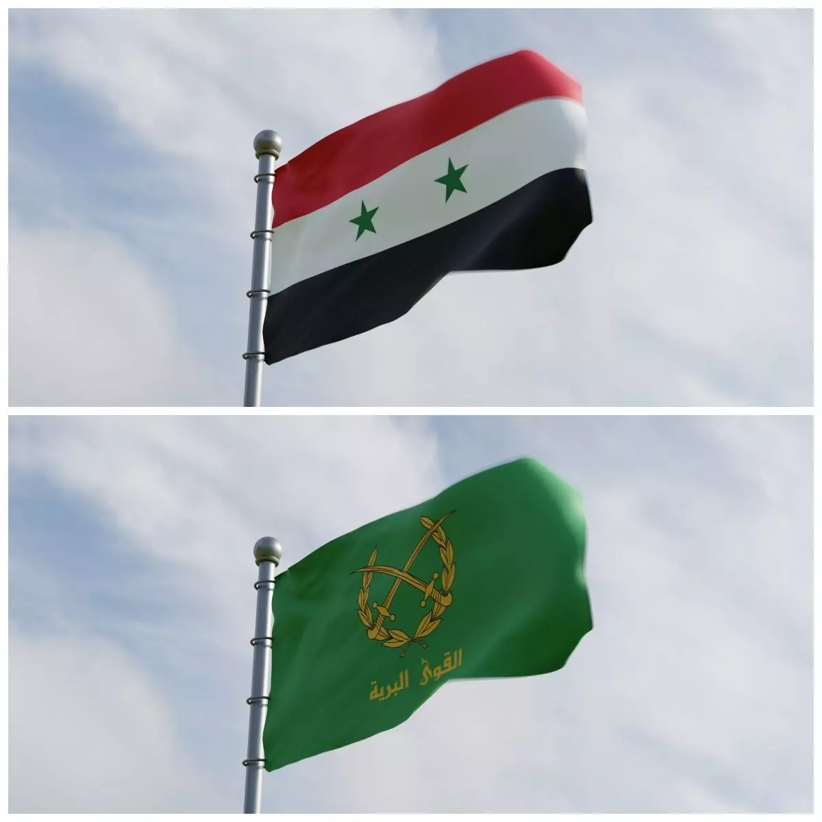 Animated Syria Flags 3D model_0