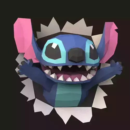 Stitch wall papercraft DIY pepakura origami template low poly