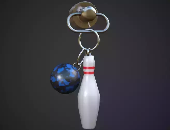 Bowling Pin n Ball Weapon Charm - Low Poly Game Ready