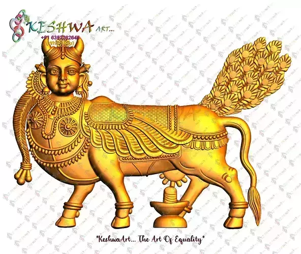 kamdhenu cow 3d stl model for cnc router 