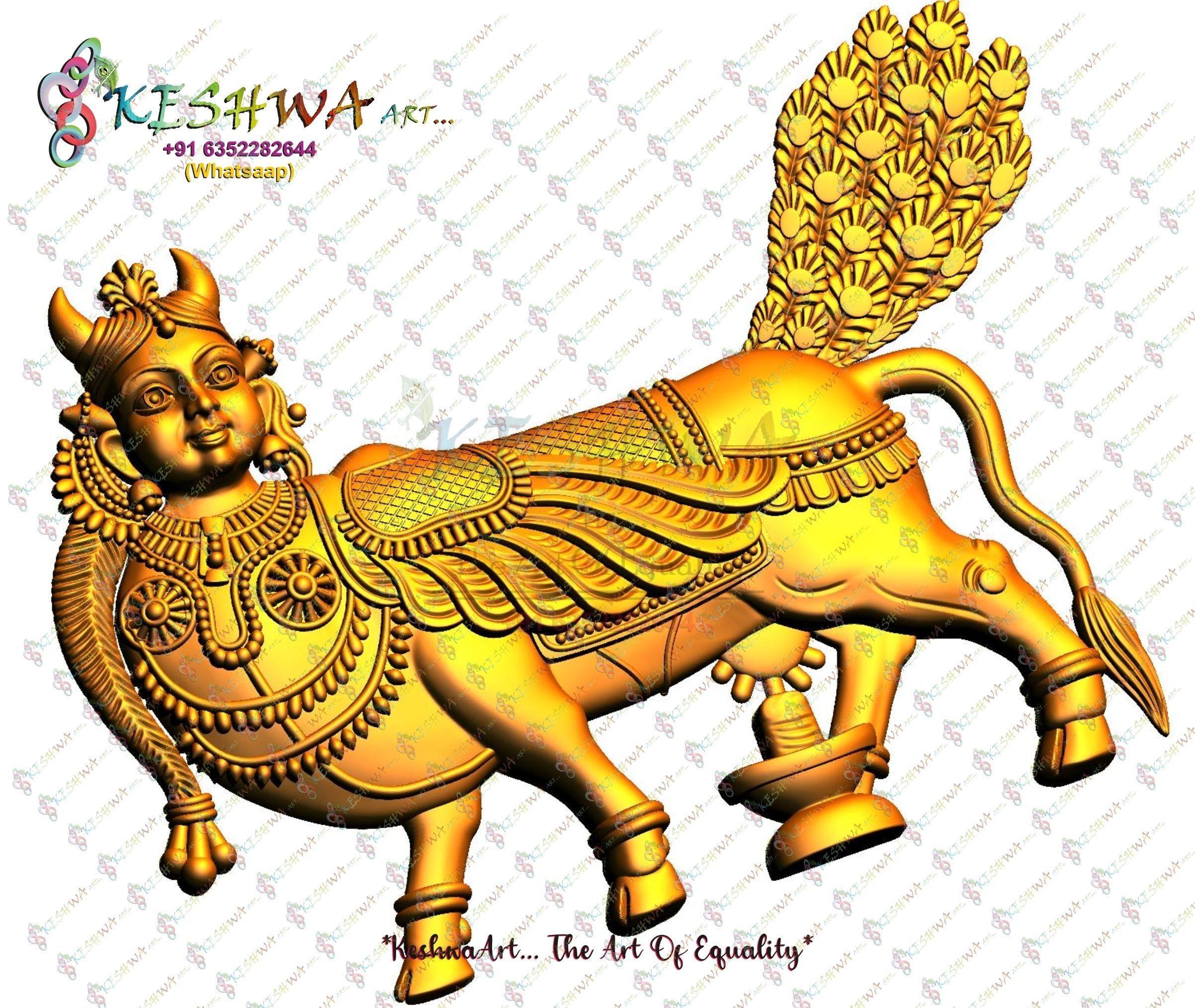 kamdhenu cow 3d stl model for cnc router  3D print model_1