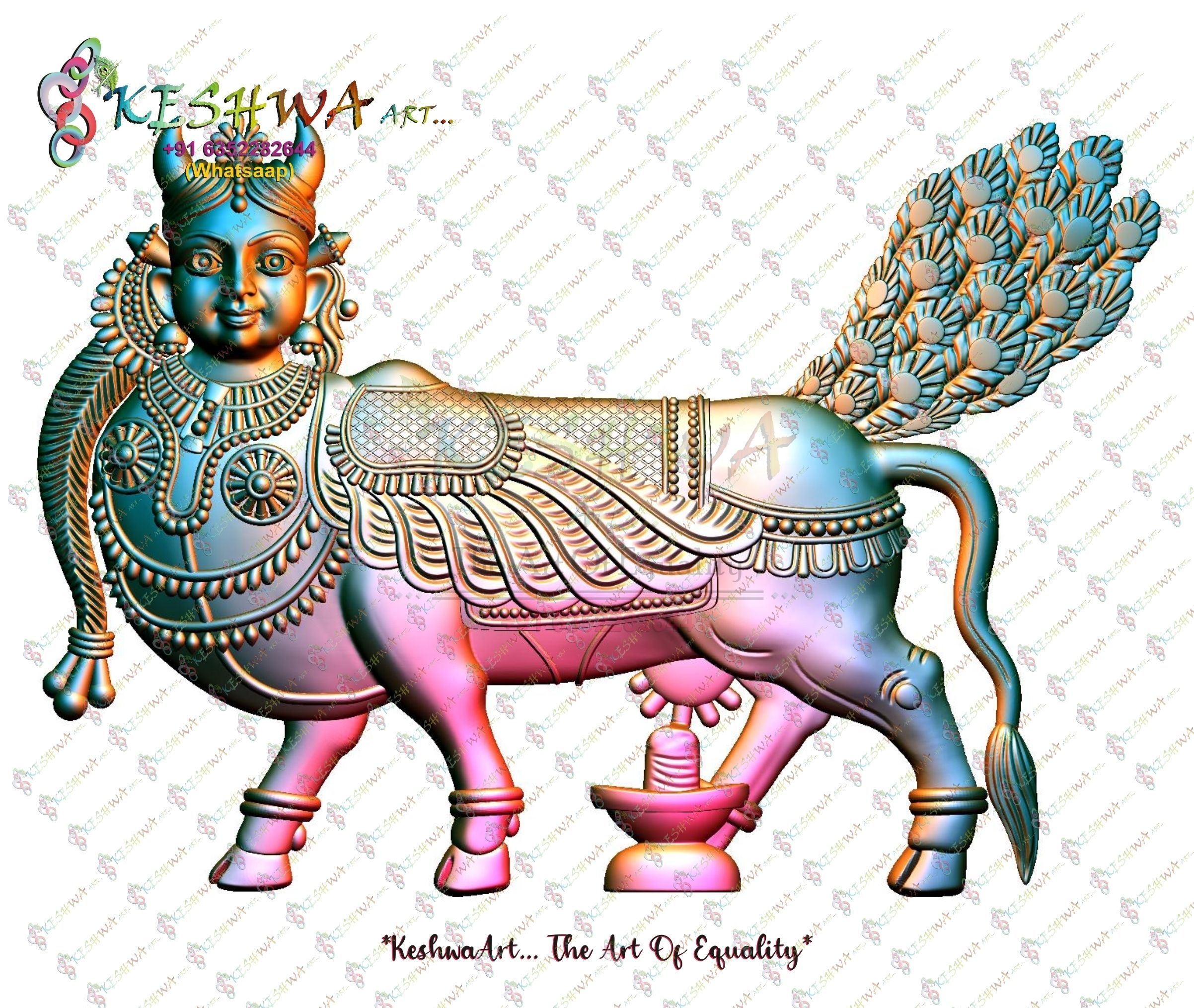 kamdhenu cow 3d stl model for cnc router  3D print model_3