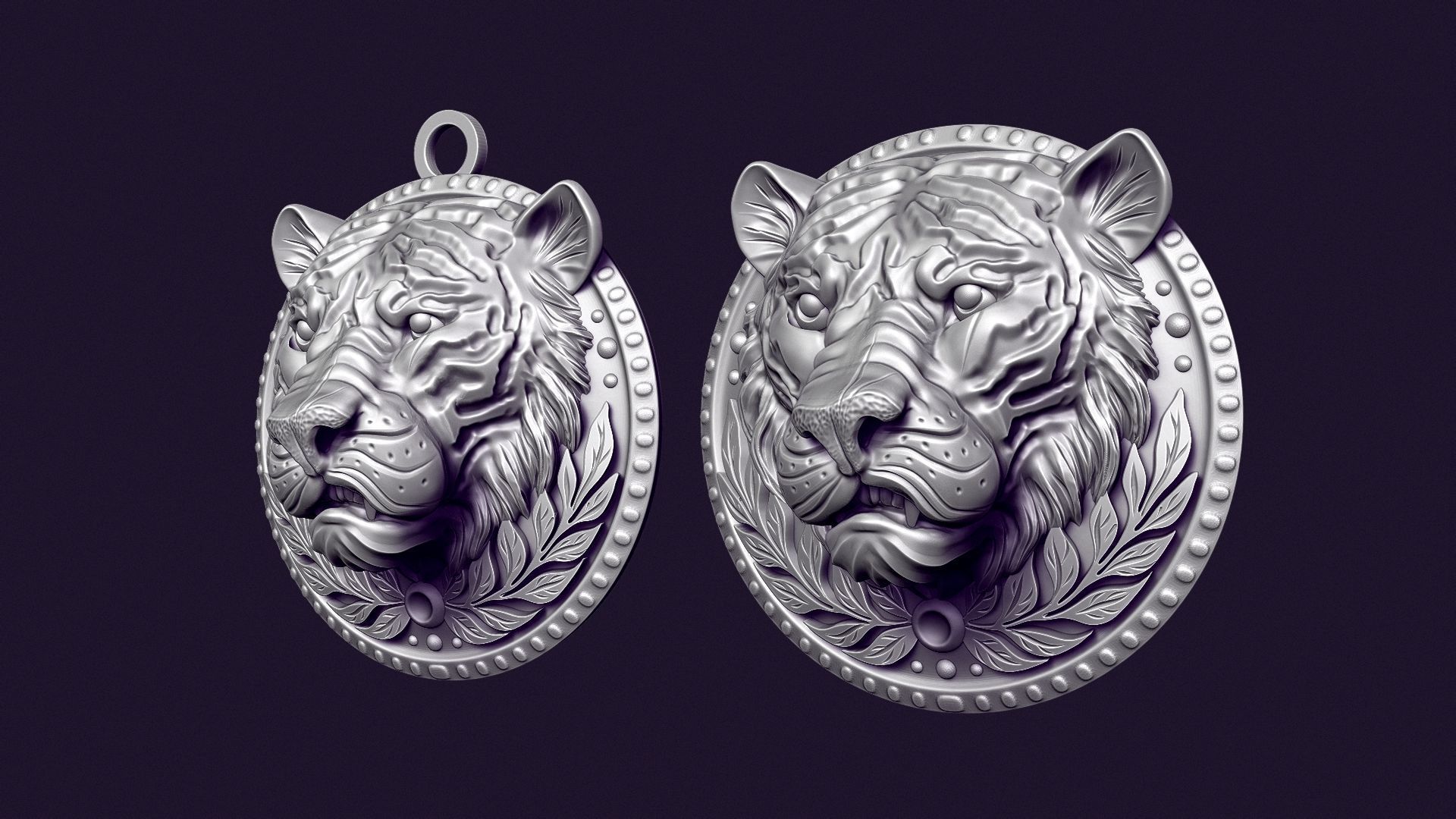 TIGER MEDALLION for casting 3D print model_1
