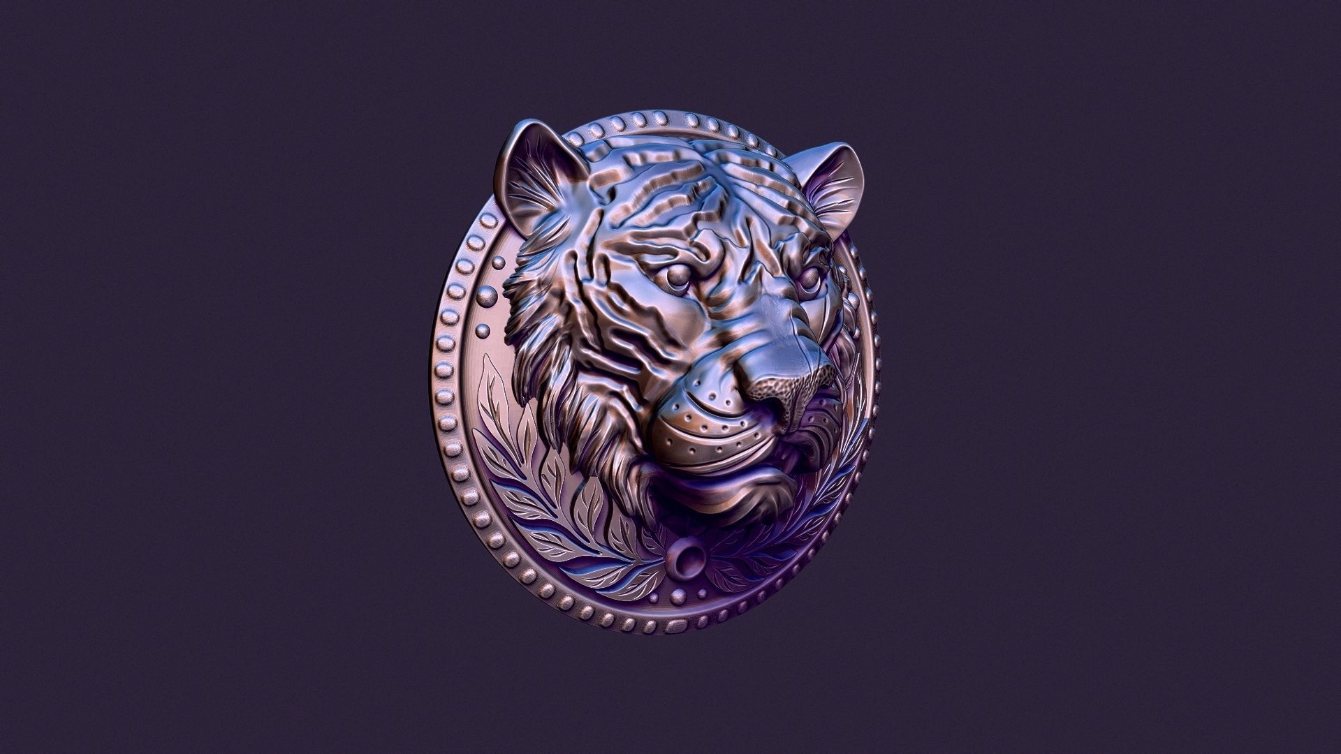 TIGER MEDALLION for casting 3D print model_5