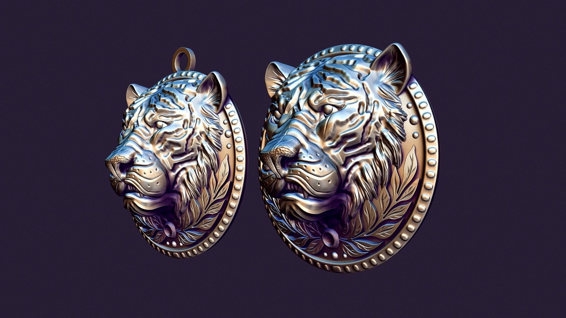 TIGER MEDALLION for casting 3D print model_2