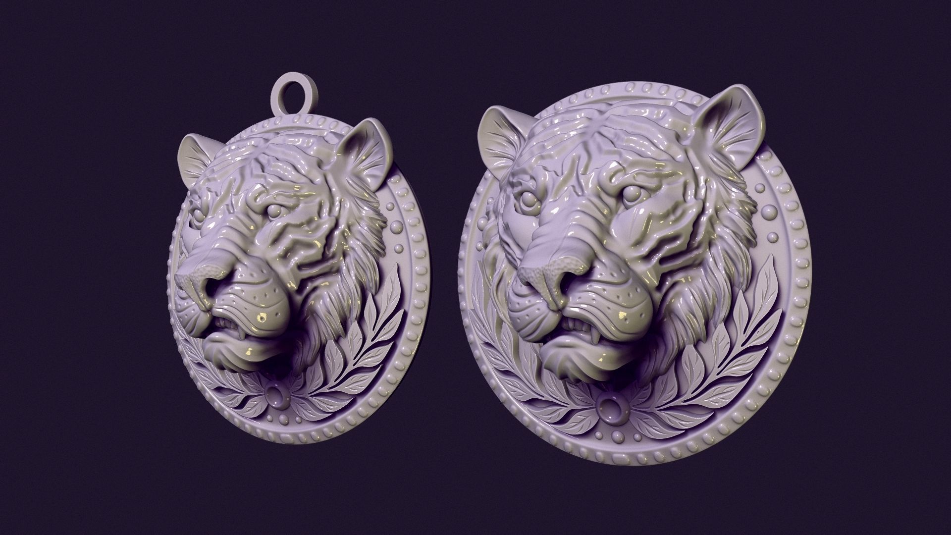 TIGER MEDALLION for casting 3D print model_3