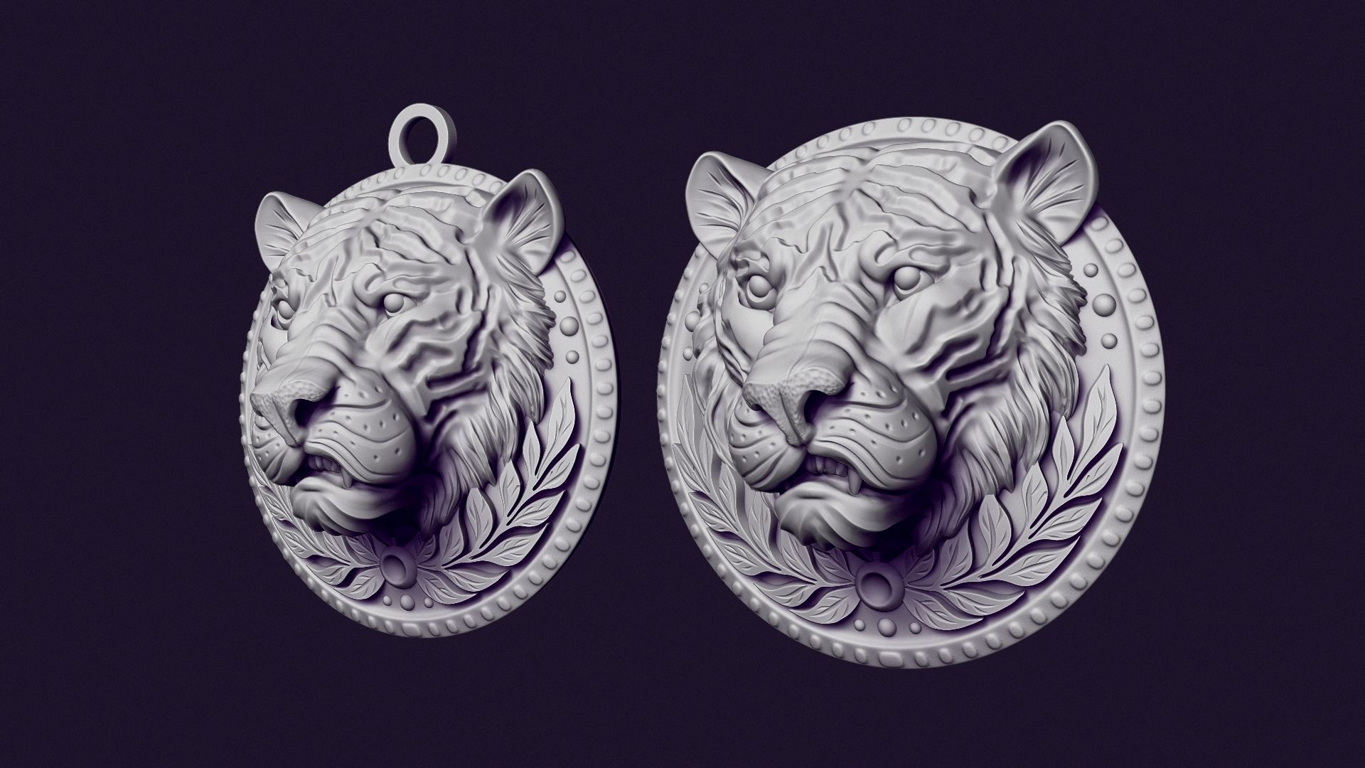 TIGER MEDALLION for casting 3D print model_4