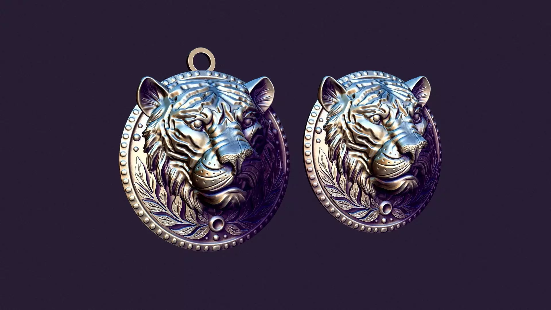 TIGER MEDALLION for casting 3D print model_0