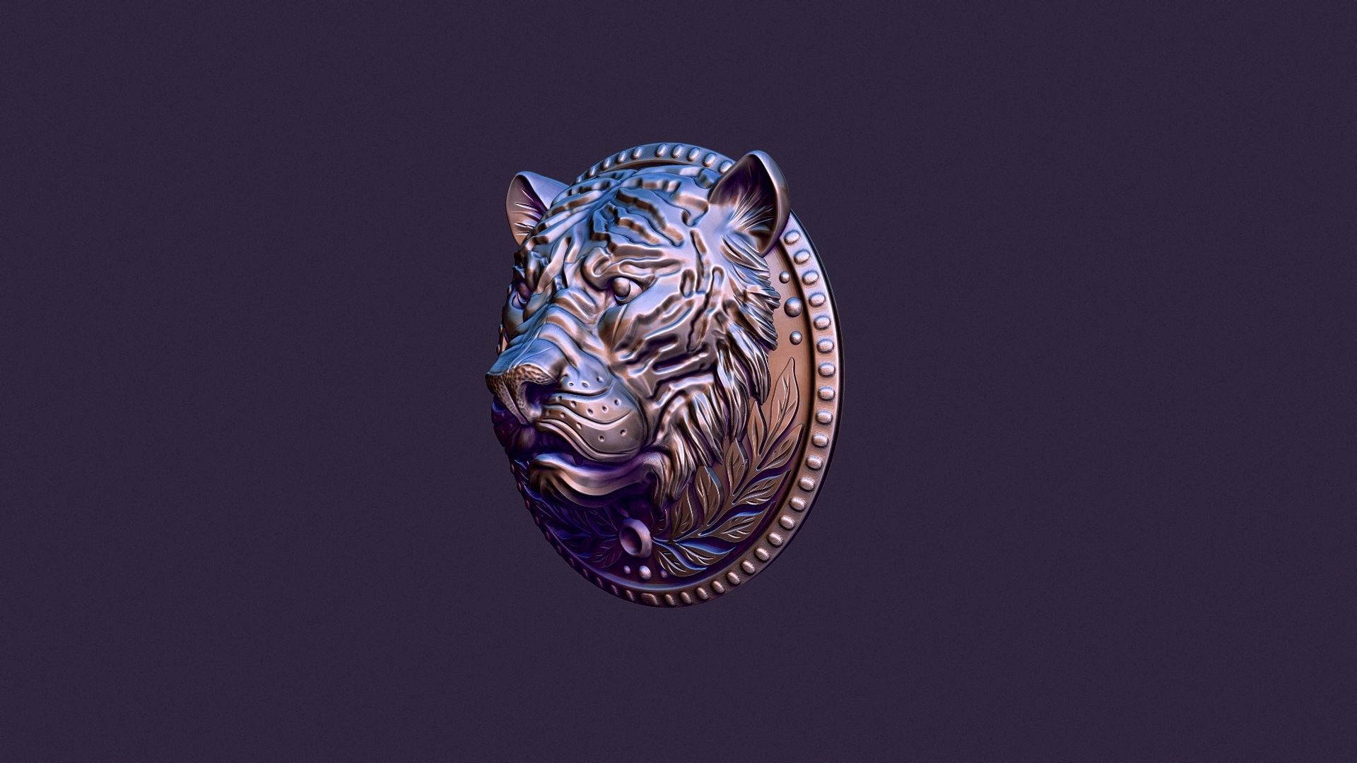 TIGER MEDALLION for casting 3D print model_6