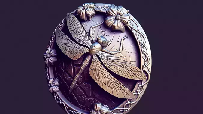 DRAGONFLY MEDALLION for casting 3D print model