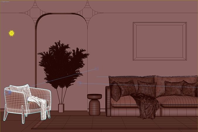 interior livingroom scene 05 3D model 5