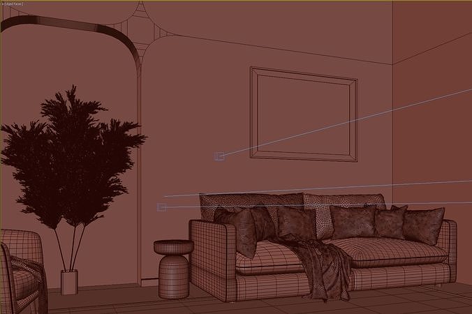 interior livingroom scene 05 3D model 6