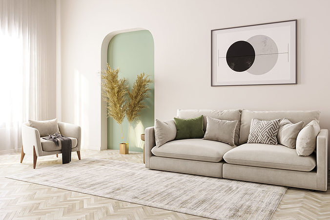 interior livingroom scene 05 3D model 2