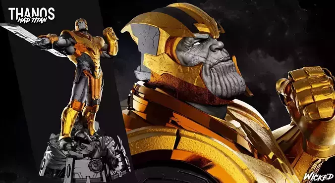 Wicked Marvel Thanos Sculpture ready for 3d printing