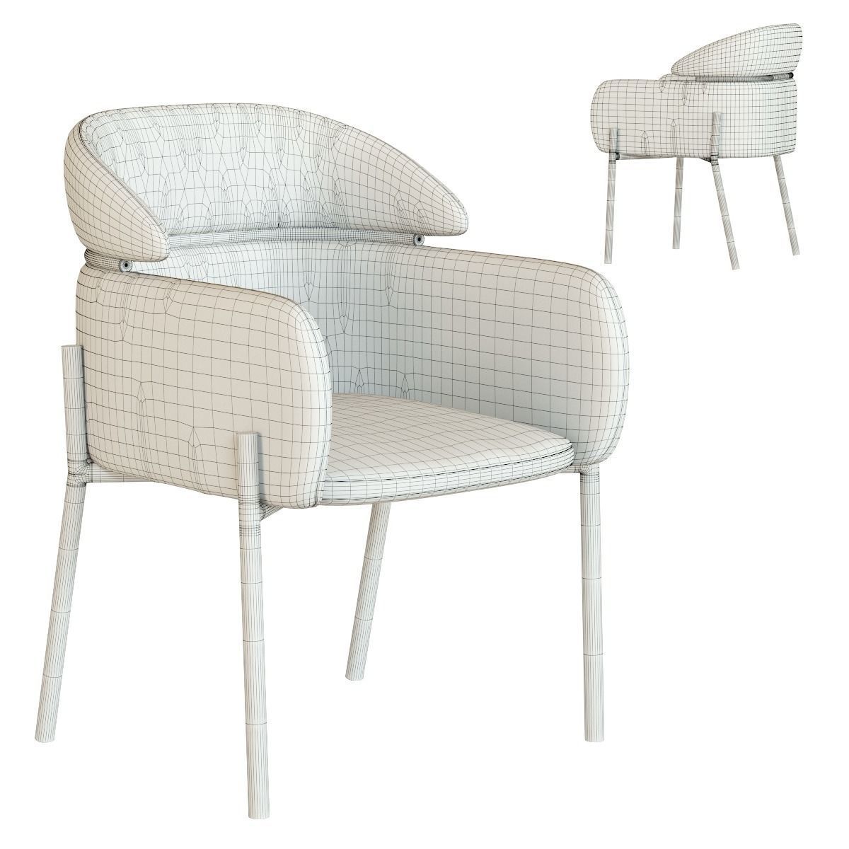 Chair with Armrest Alexia Lavender 3D model_1