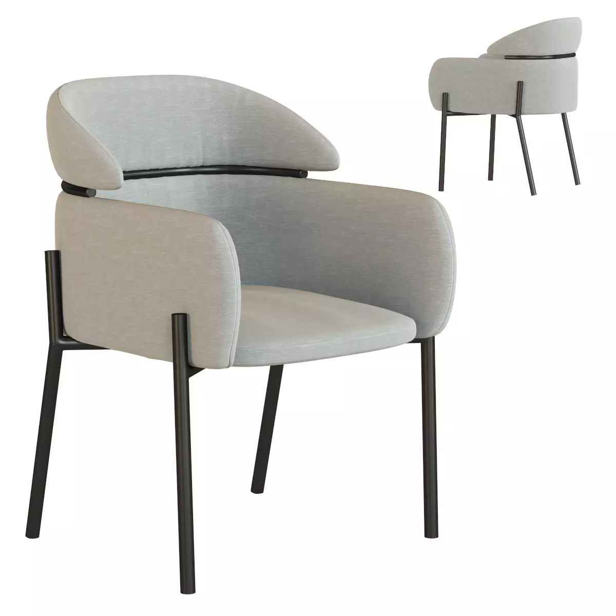 Chair with Armrest Alexia Lavender 3D model_0